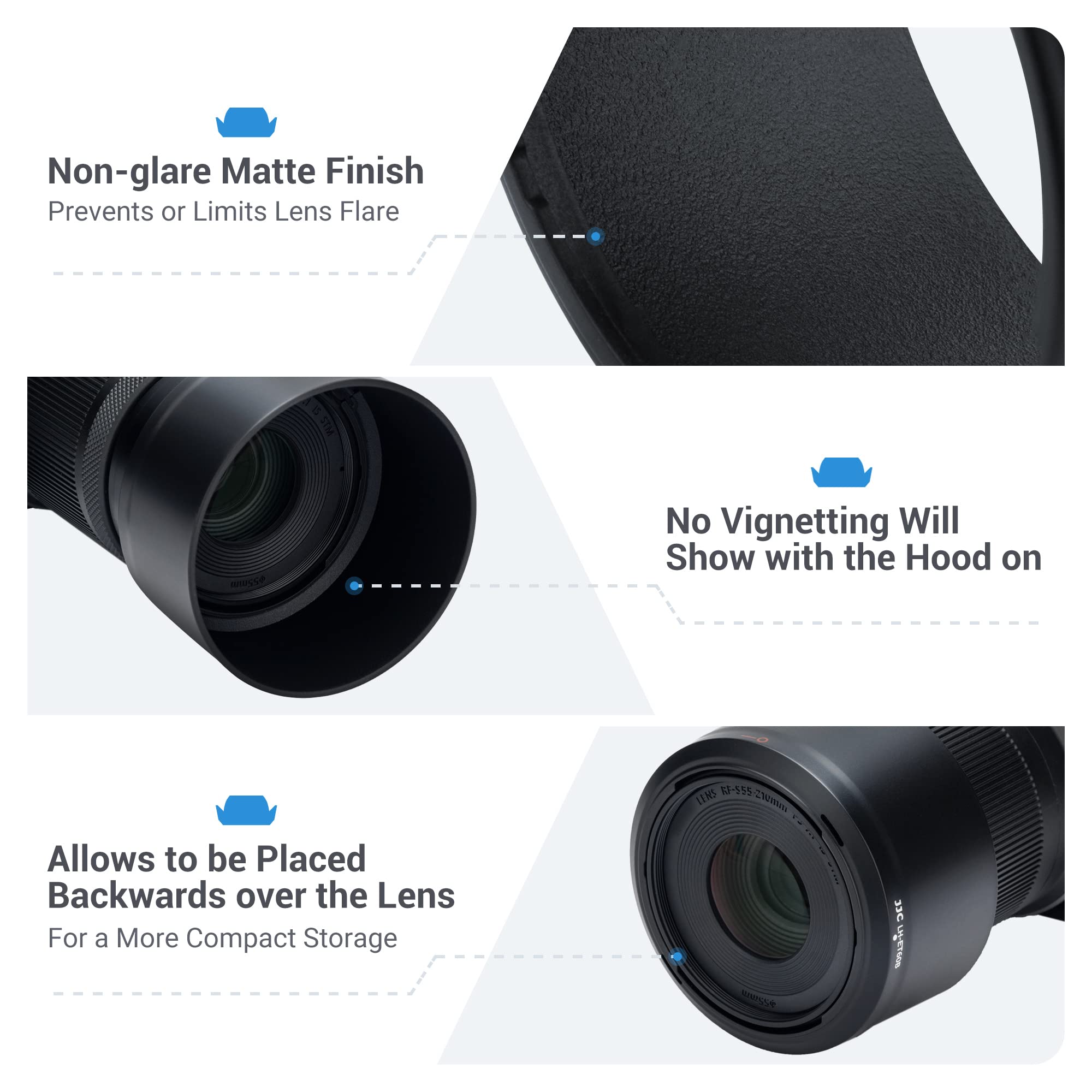 Lens Hood For Canon Rf S 55 210Mm F5 7.1 Is Stm Lens On R50 R100,Reversible Lens Shade Replace Canon Et 60B Lens Hood, Compatibl