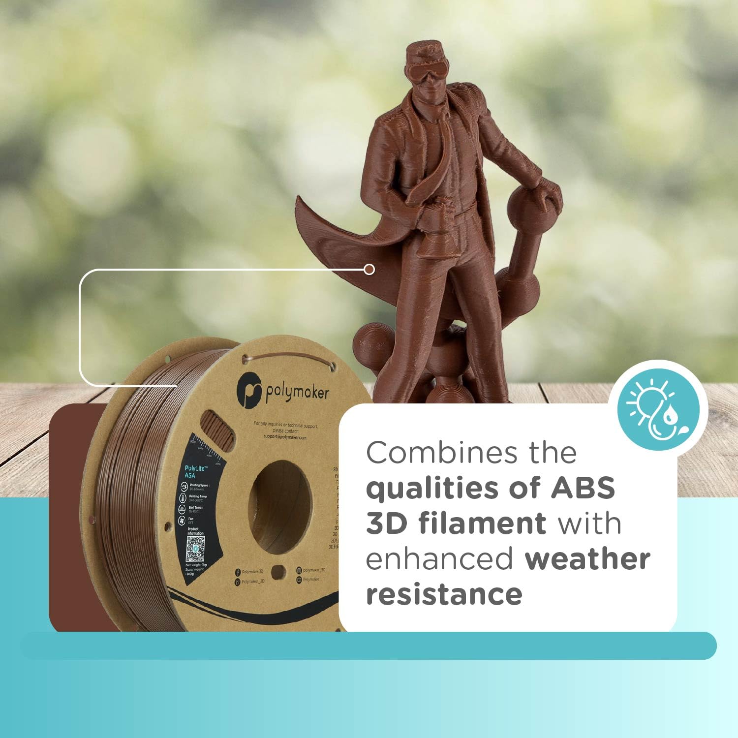 Polymaker Asa Filament 1.75Mm Army Brown, 1Kg Asa 3D Printer Filament, Heat & Weather Resistant   Asa 3D Filament Perfect For Pr