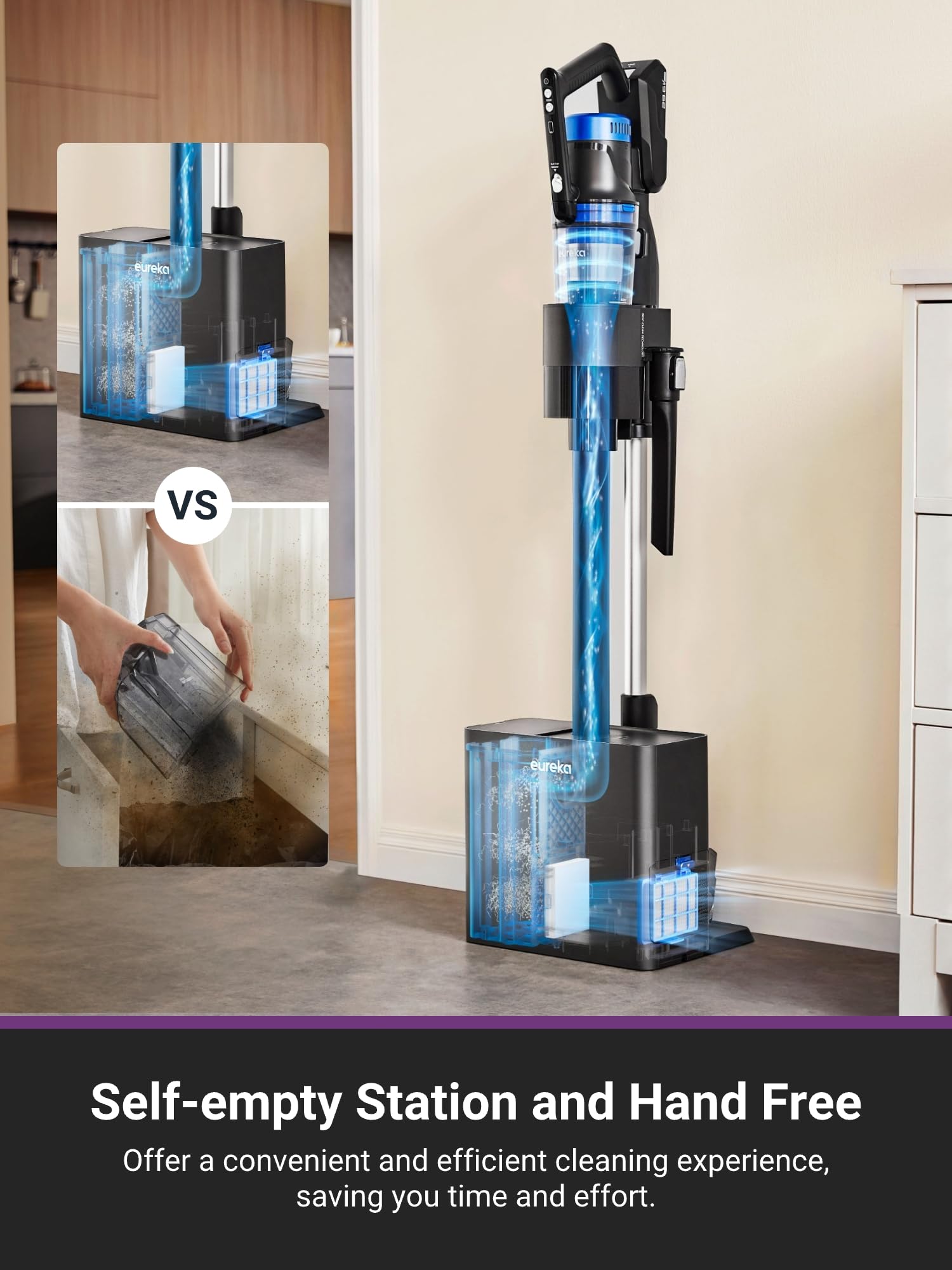 Eureka Cordless Vacuum Cleaner, Vacuum Cleaner For Home Rechargeable, Lightweight Stick Vacuum For Hardwood And Pet Hair, Blue W