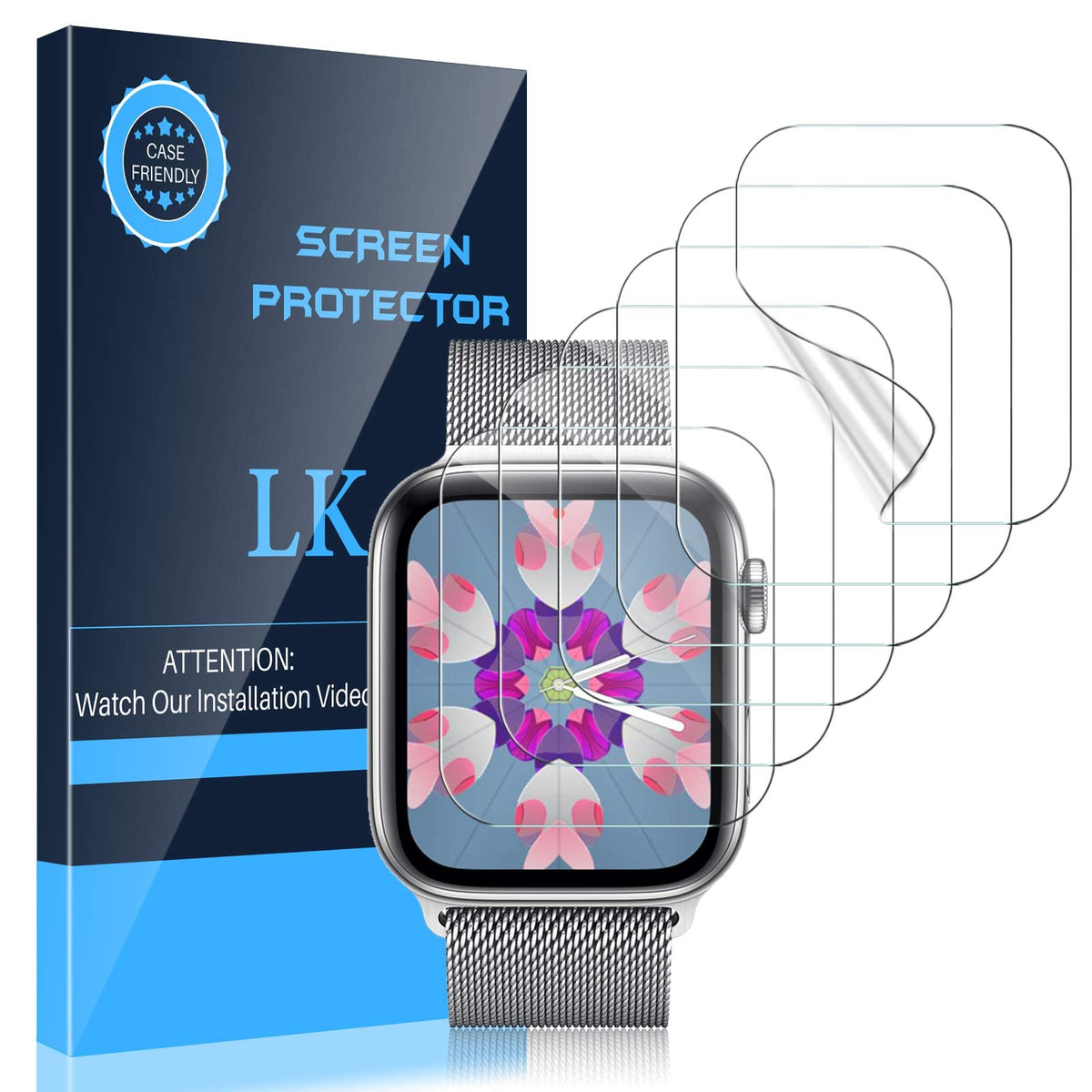 Lk [6 Pack] Screen Protector For Apple Watch 40Mm Se/Series 4/5/6 And Apple Watch 38Mm Series 3/2/1  Bubble Free Scratch Resista