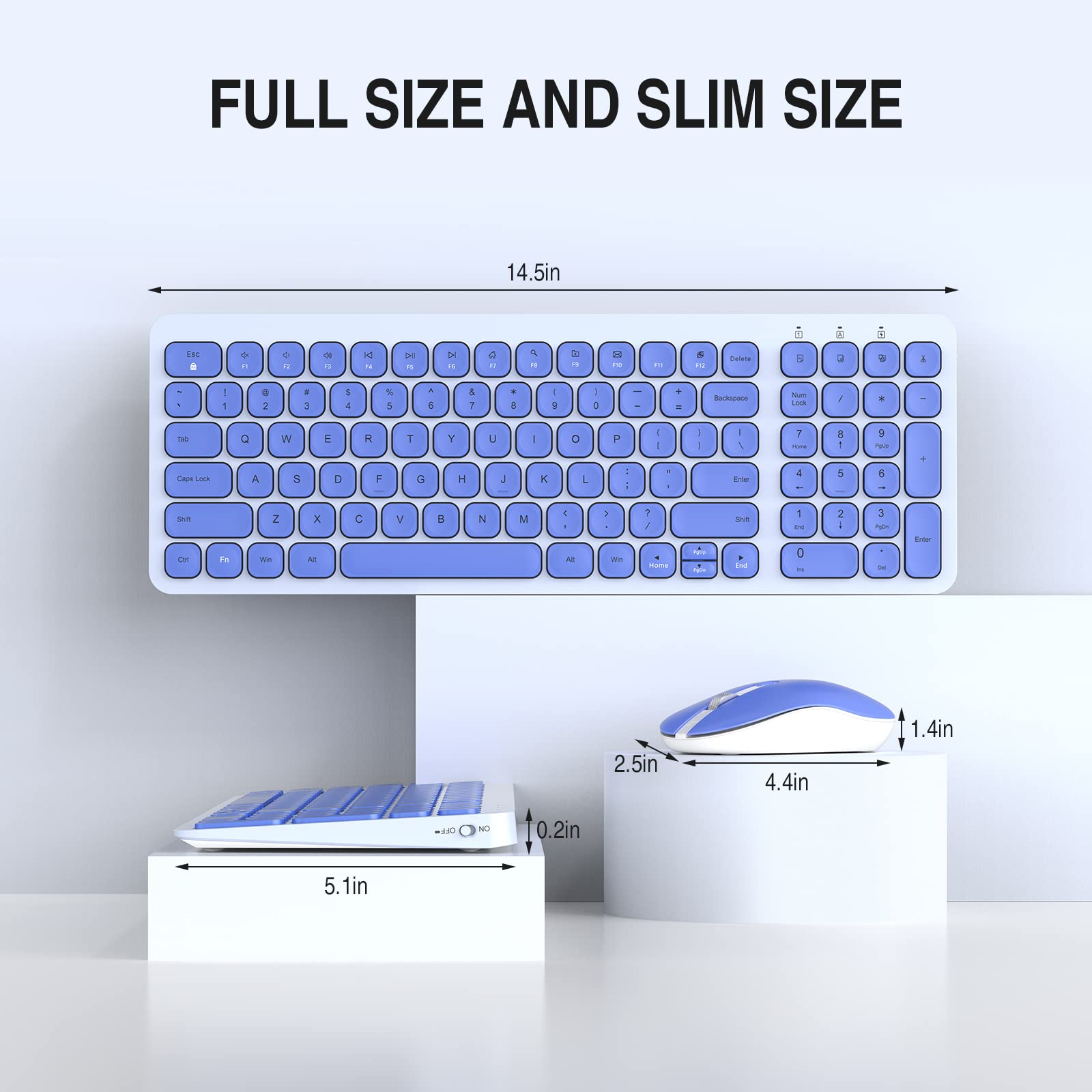 Cimetech Wireless Keyboard Mouse Combo, Compact Full Size Wireless Keyboard And Mouse Set Less Noise Keys 2.4G Ultra Thin Sleek