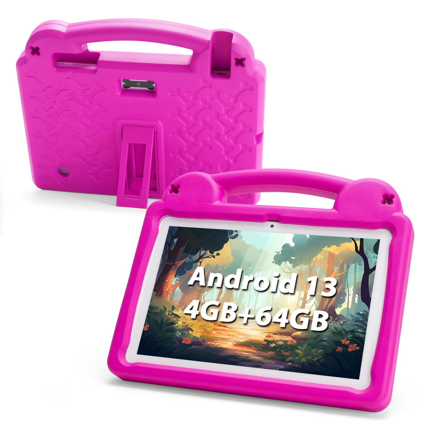 Kids Tablet   10 Inch Android 13 Kids Tablet, 4Gb Ram 64Gb Rom, Ips Hd 1280X800 Toddler Tablet,Wifi 6, 2.0Mp + 5.0 Mp, Gms, Pare