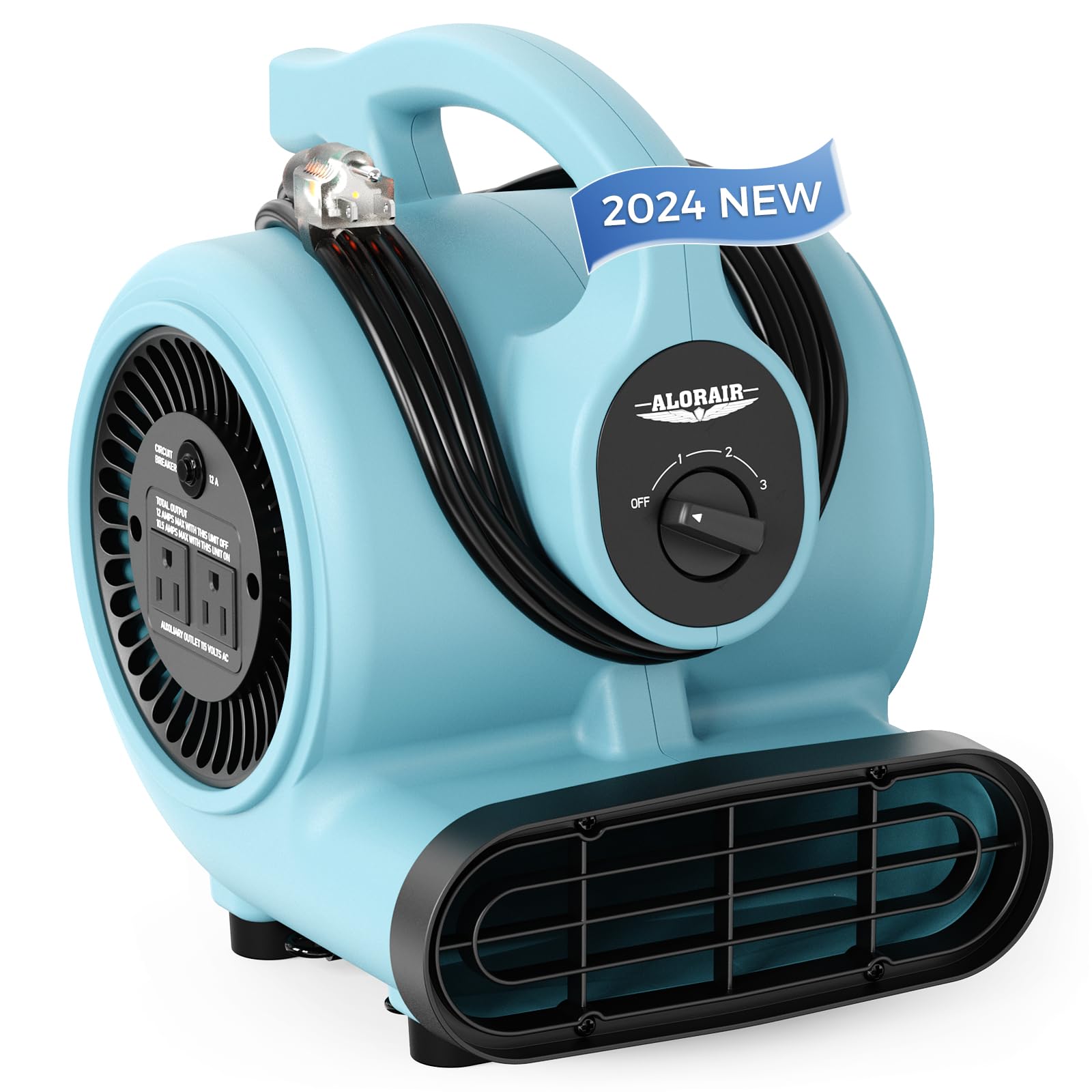 Alorair (2024 New) 600 Cfm Air Mover Blower Fan For Industrial, Workshop, And Home Use   3 Speeds, 5 Adjustable Angles And Daisy