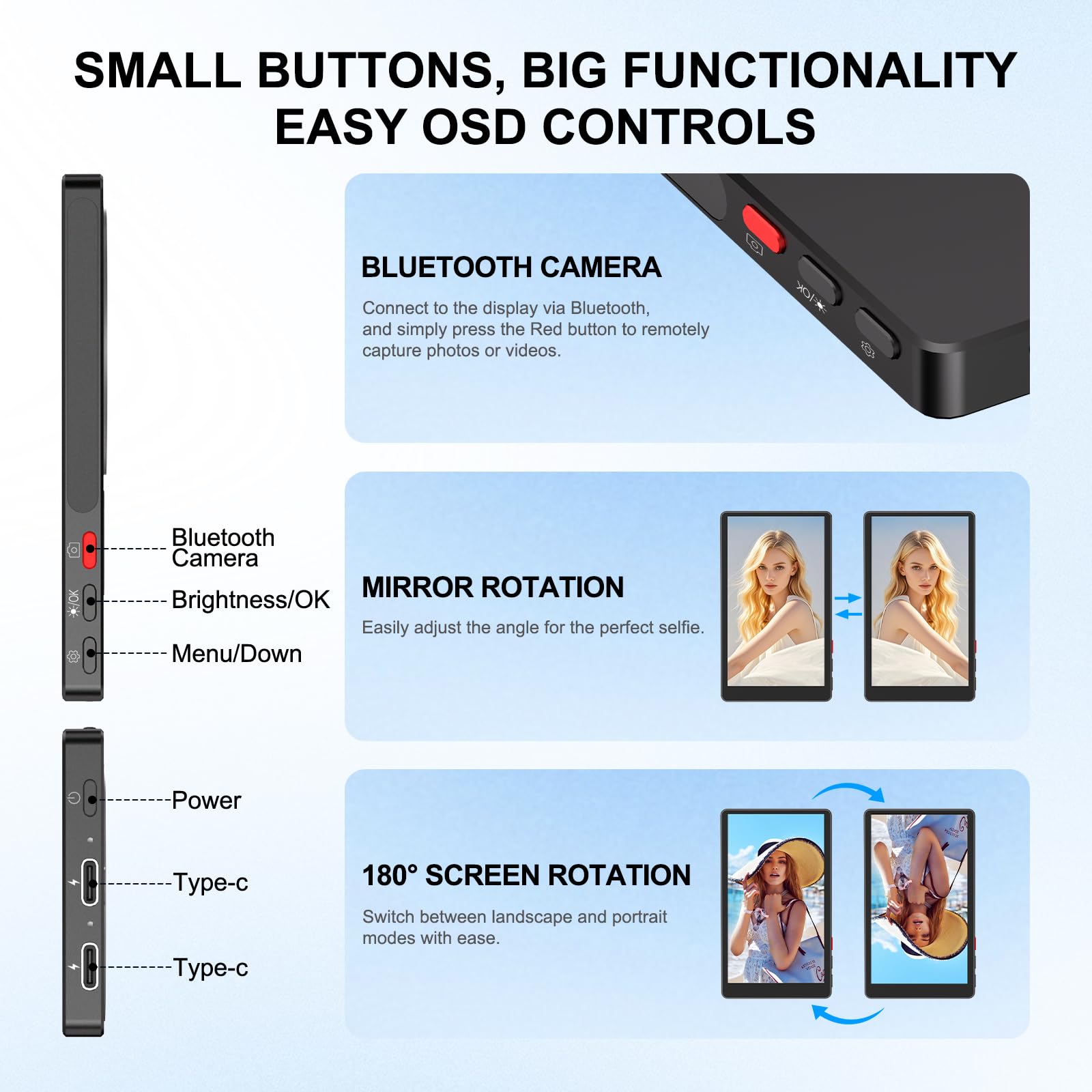 Xbonfire 4'' Magnetic Phone Vlog Selfie Monitor Screen, 4K Wireless Recording, Phone Selfie Monitor Screen Back Camera Monitor F