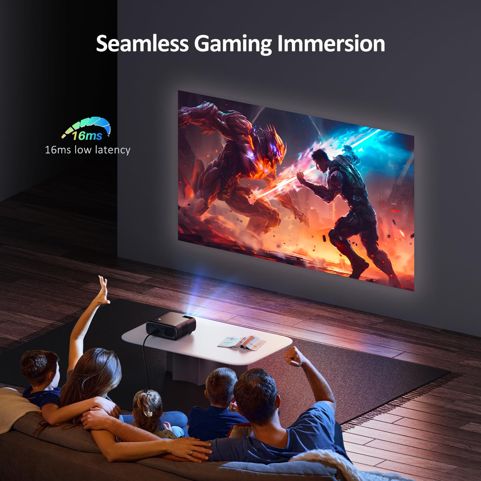 NexiGo PJ40 Projector - WiFi & Bluetooth, Native 1080P, 4K Supported, 20W Speakers, Outdoor & Home Theater, Black