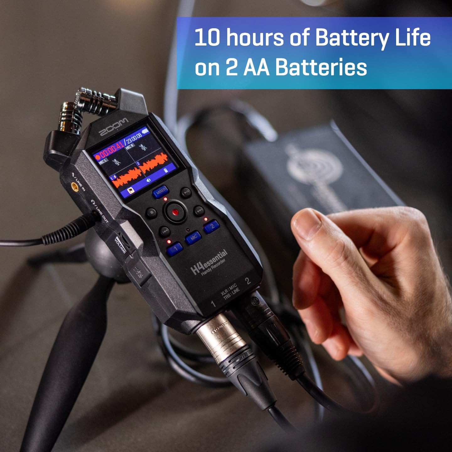 Zoom H4Essential 4-Track Handy Recorder (2024 Model, Essential Series) With 32-Bit Float, Accessibility, Stereo Microphones, 2 X