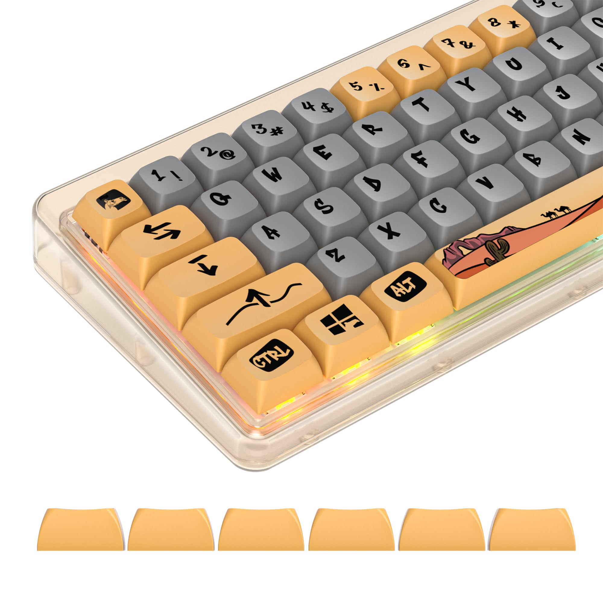 Gtsp Xda Profile Pbt Keycaps, 129 Keys Custom Dye Sublimation Keycaps With For Mac Win Fullsize, Tenkeyless, Winkeyless, 75%, 65