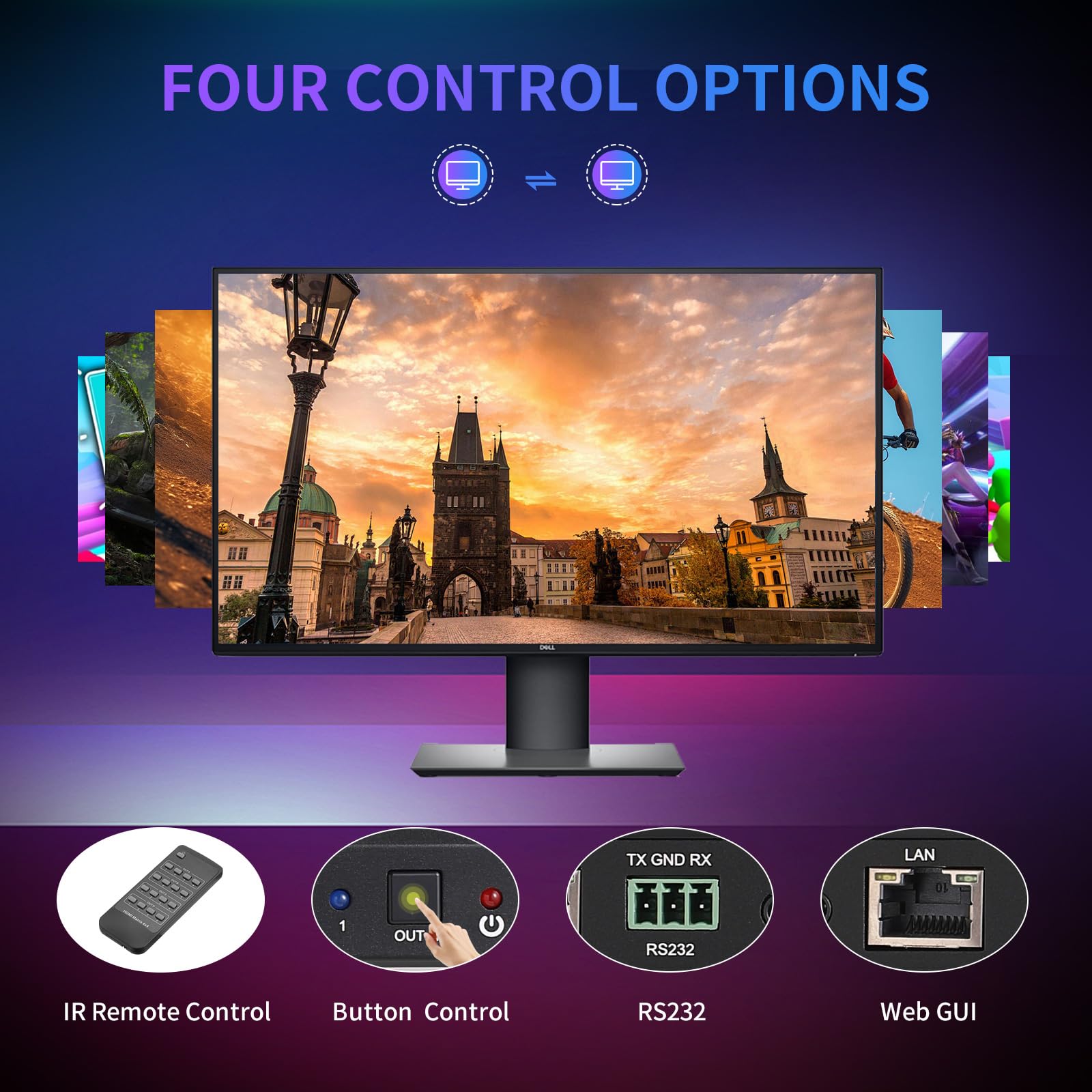 Kaivman 4X4 Hdmi Matrix Switch/Splitter, 4K Hdmi Video Matrix With 3.5Mm Audio Extractor, Support Web Gui & Ir Remote Control, 4