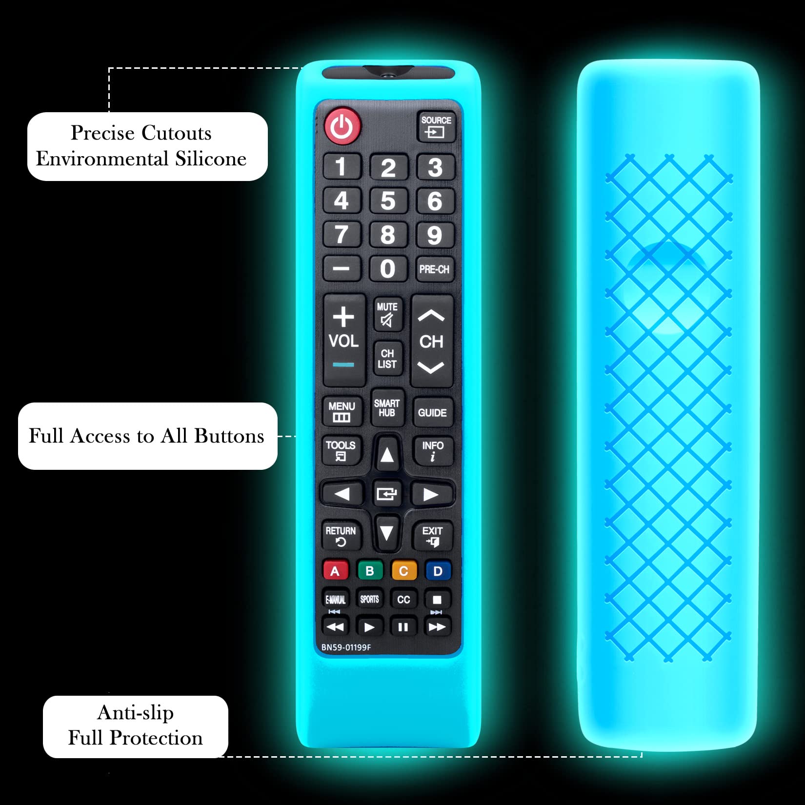 Remote Case For Samsung Tv Controller, Silicone Remote Cover For Bn59 01199F Samsung Remote Control, Smart Tv Remote Skin Sleeve