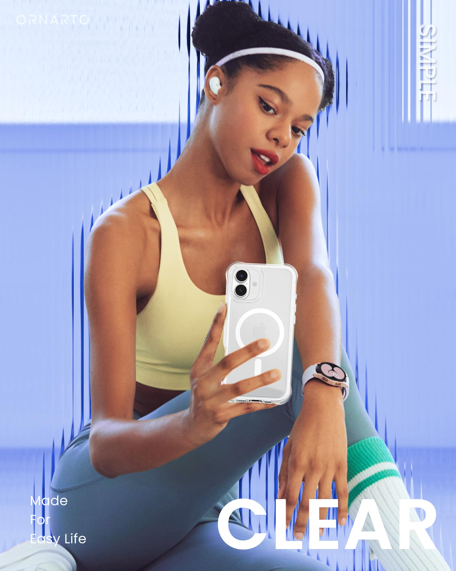 Ornarto Air Case For Iphone 16 Plus Clear, Compatible With Magsafe, Military Grade Drop Protection Cover With Built In Air White