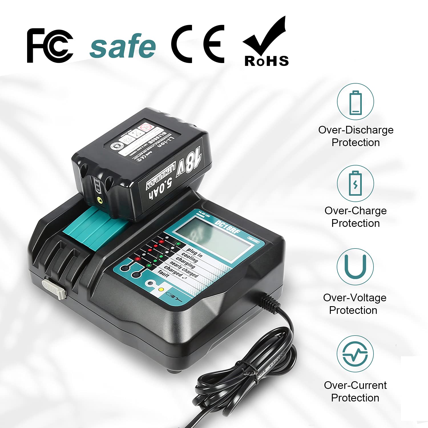 Dc18Rf Charger Compatible With Makita 14.4V/18V Lithium Ion Battery,3.5A With Usb Interface Charging For Bl1815 Bl1820 Bl1830 Bl