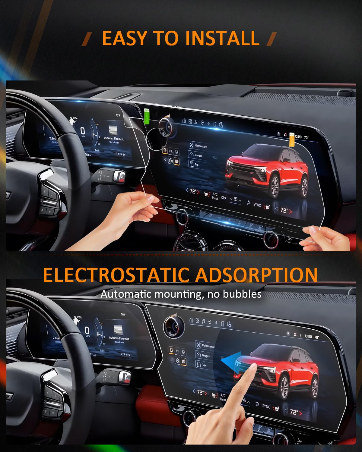 (4Pcs) Blazer Ev/Traverse/Equinox Ev/Silverado Ev 2024 2025 Screen Protectors, 17.7' Touchscreen & 11' Gauges, For Chevrolet 2024 2025 Blazer Ev/Traverse/Equinox Ev/Silverado Ev Accessories(Ls, Lt, Z71, Rs, 2Lt, 2Rs, 3Lt, 3Rs)