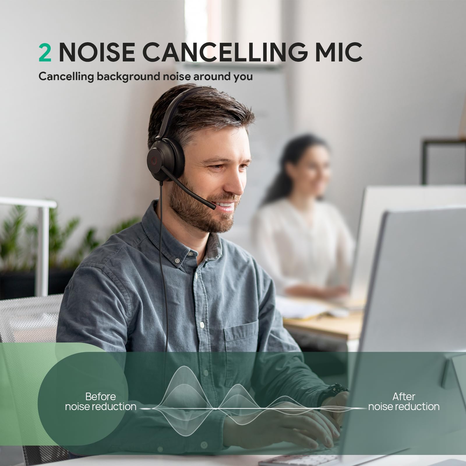 Yealink Uh35 Wired Headset, Usb Headset With Noise Cancelling Mic, Optimized For Skype And Zoom And Other Leading Conferencing P