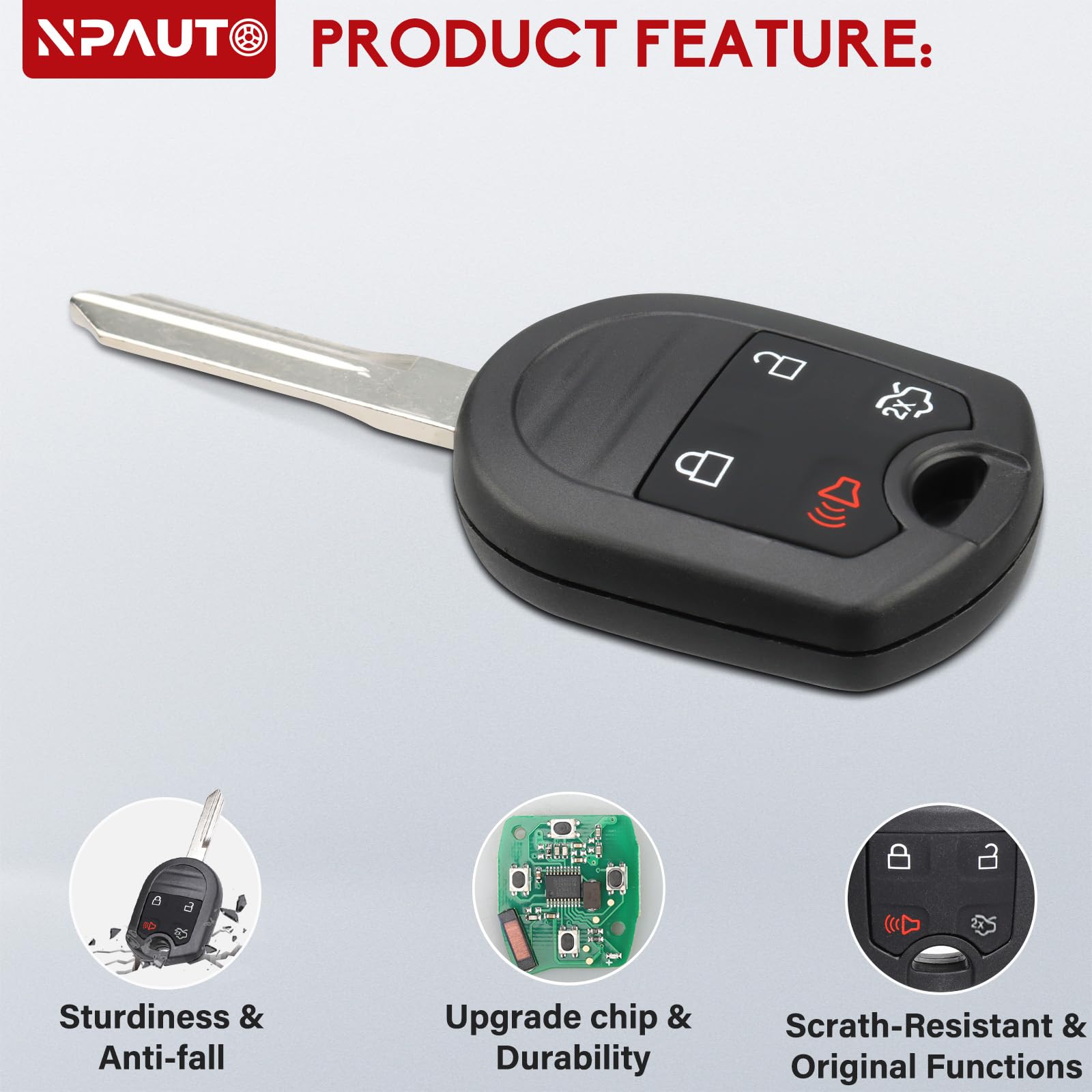 Npauto Key Fob Replacement Fits For 2003-2017 Ford Expedition Mustang Escape Fusion Edge Taurus Explorer, Mercury Sable, Lincoln