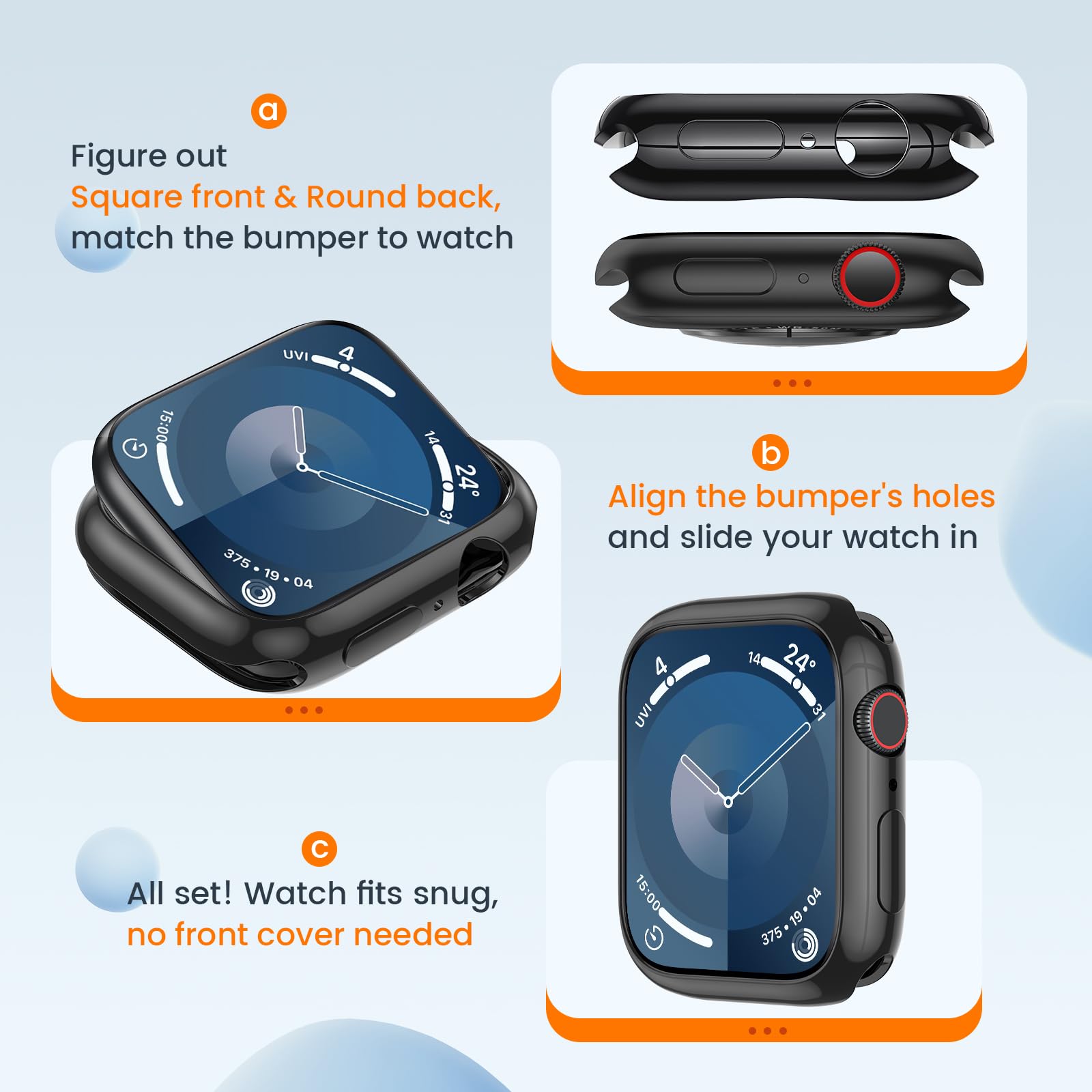 [2 Pack] Goton Bumper Case For Apple Watch Series 9 8 7 41Mm, Ultra Thin Soft Tpu Shockproof Case Cover Bumper Protector For Iwa