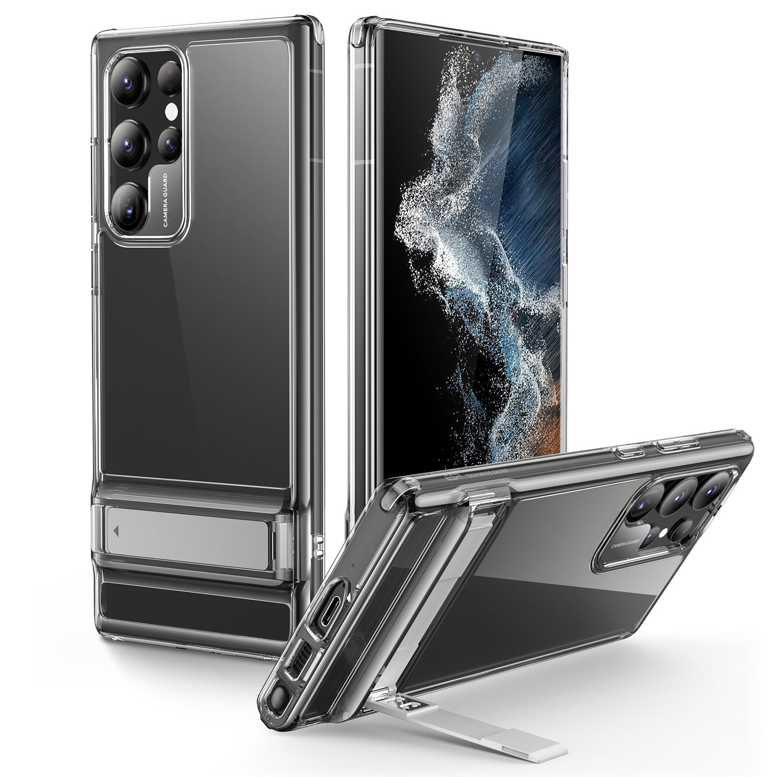 Esr Metal Kickstand Case Compatible With Samsung Galaxy S22 Ultra (6.8 Inch) (2022), Versatile Patented Kickstand, Crystal Clear