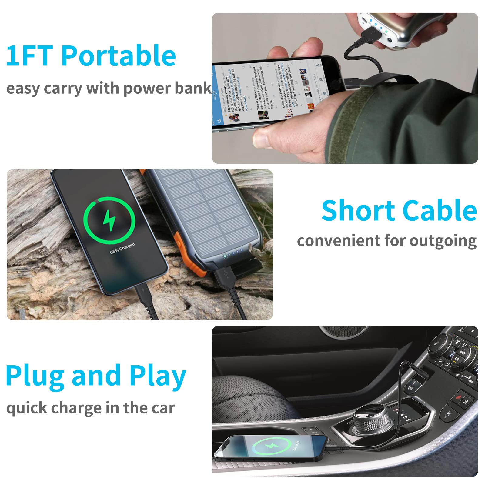 1Ft Iphone Charger Cord, 5Pack Apple Short Usb A To Lightning Cable 12 Inch, Mfi Certified Apple Charger Cable Fast Charging For