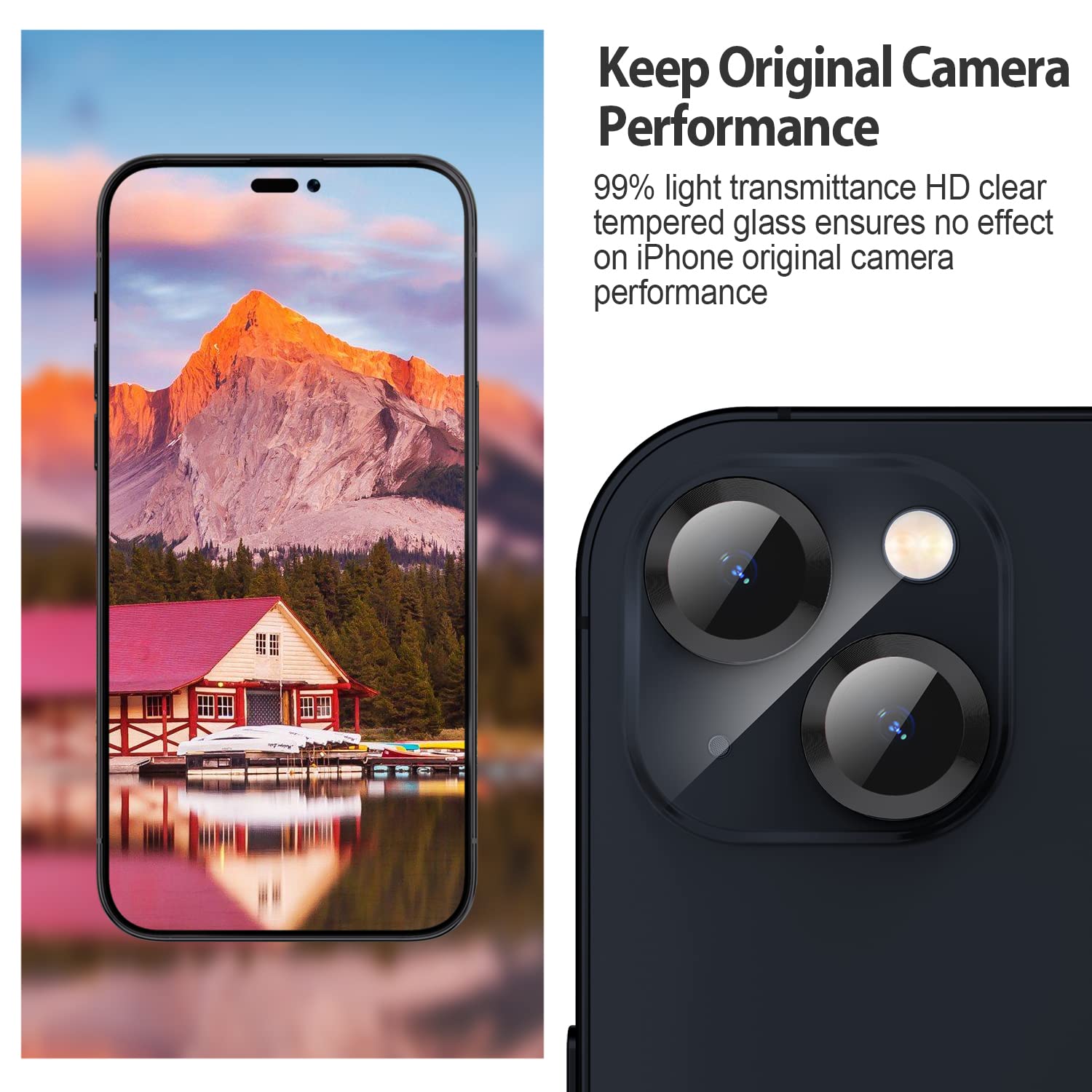 Xfilm Camera Lens Protector For Iphone 14 / Iphone 14 Plus, Strong Adsorption 9H Hardness Tempered Glass Camera Screen Protector