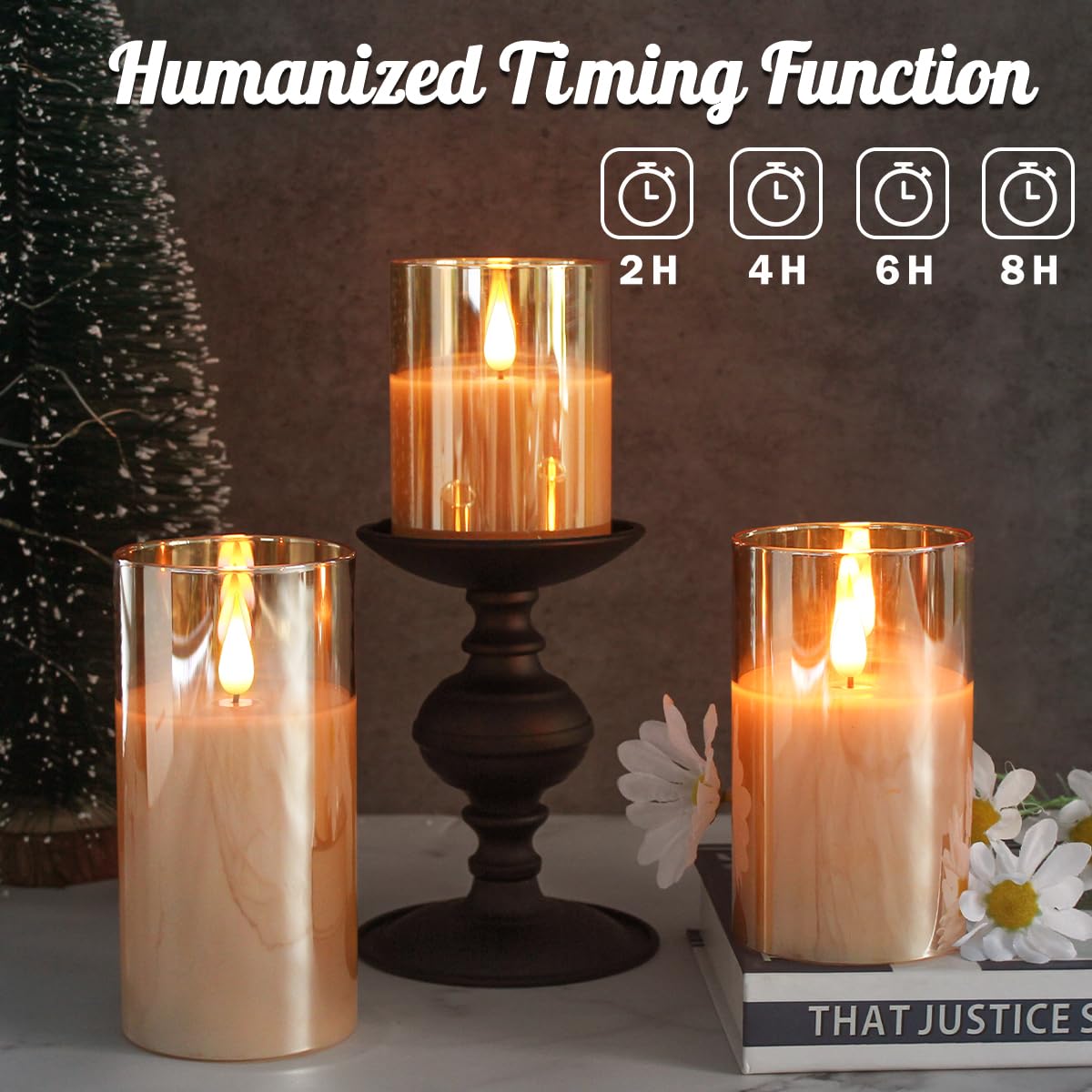 Ledholyt Rechargeable Flameless Candle, Flashing Led Pillar Real Wax Candle With Remote Control And Timer, Upgraded Teardrop Wic