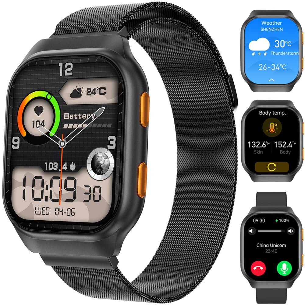 Filiekeu Smart Watches For Men,Fitness Tracker Smartwatch For Android Phones/Iphone Compatible,1.96 '' Amoled Womens Men Watch W