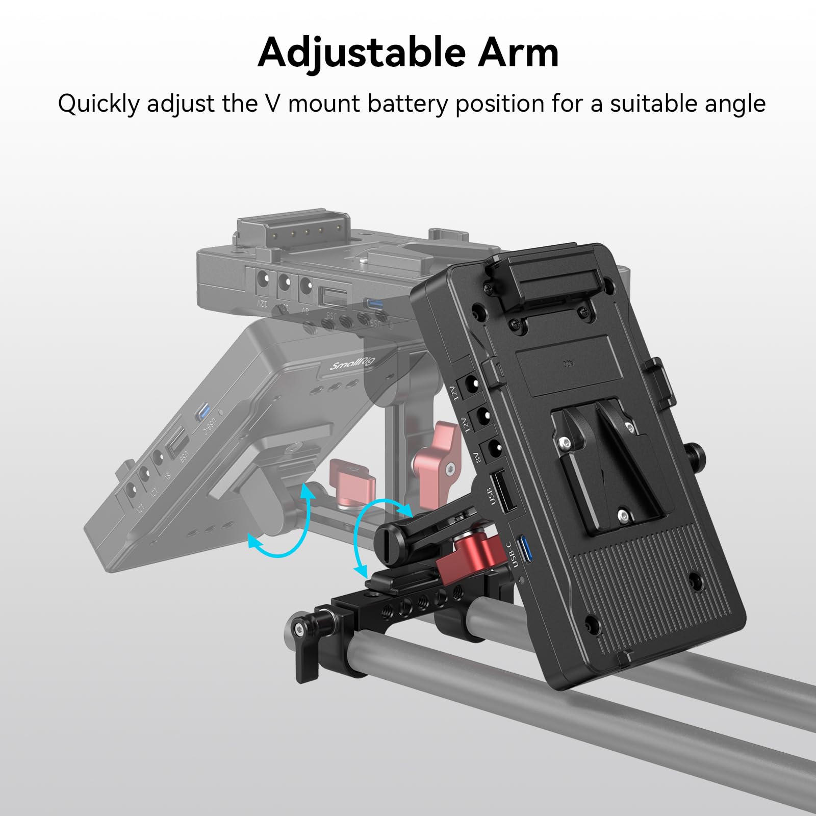 Smallrig V Mount Battery Adapter Plate With Pd 65W Usb-C Quick Charger, Qc Protocol Usb-A, D-Tap, 8V & 12V Dc Port, 15 Mm Rod Cl