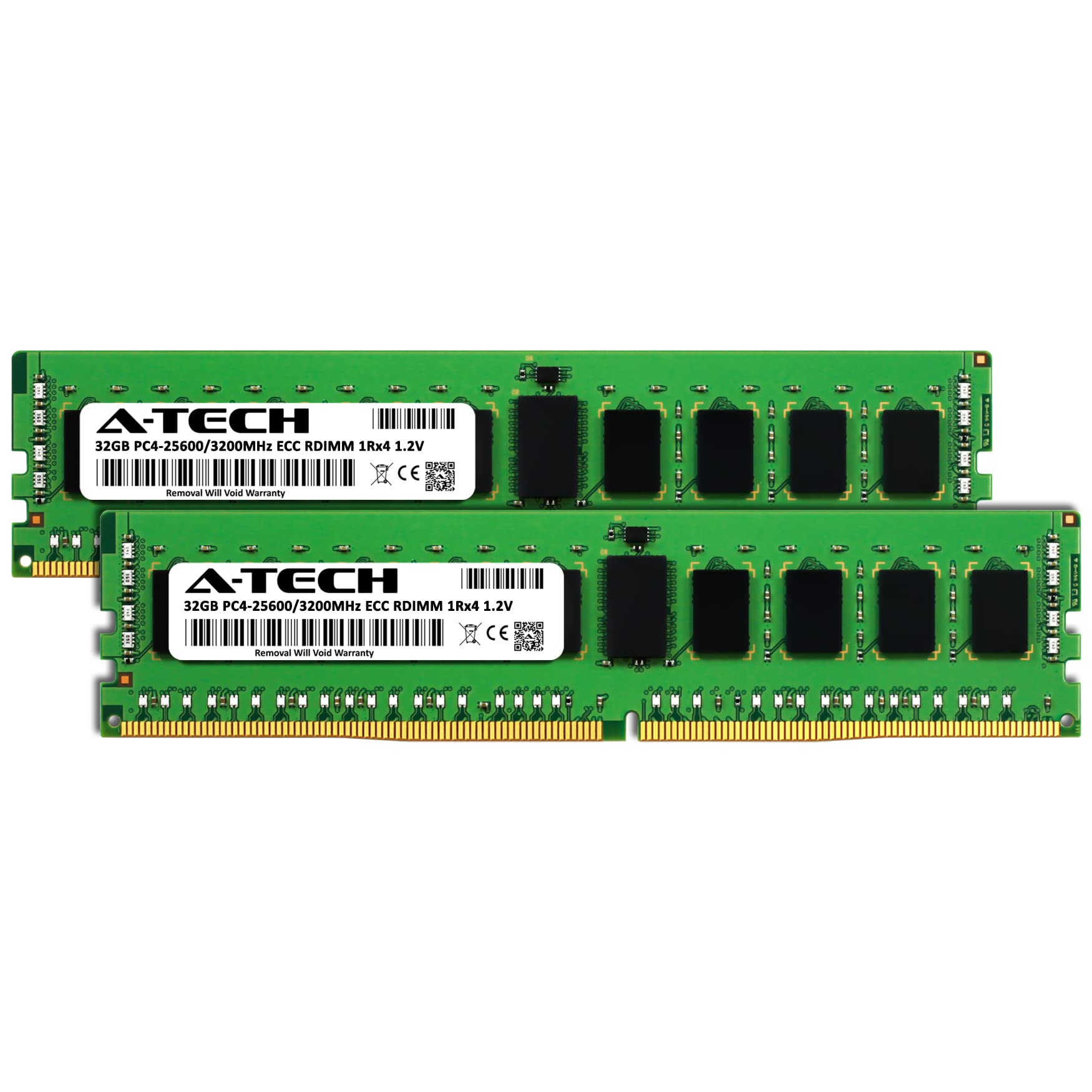 A Tech 64Gb Kit (2X32Gb) Ddr4 3200Mhz Pc4 25600 Ecc Rdimm 1Rx4 1.2V Single Rank Ecc Registered Dimm 288 Pin Server & Workstation