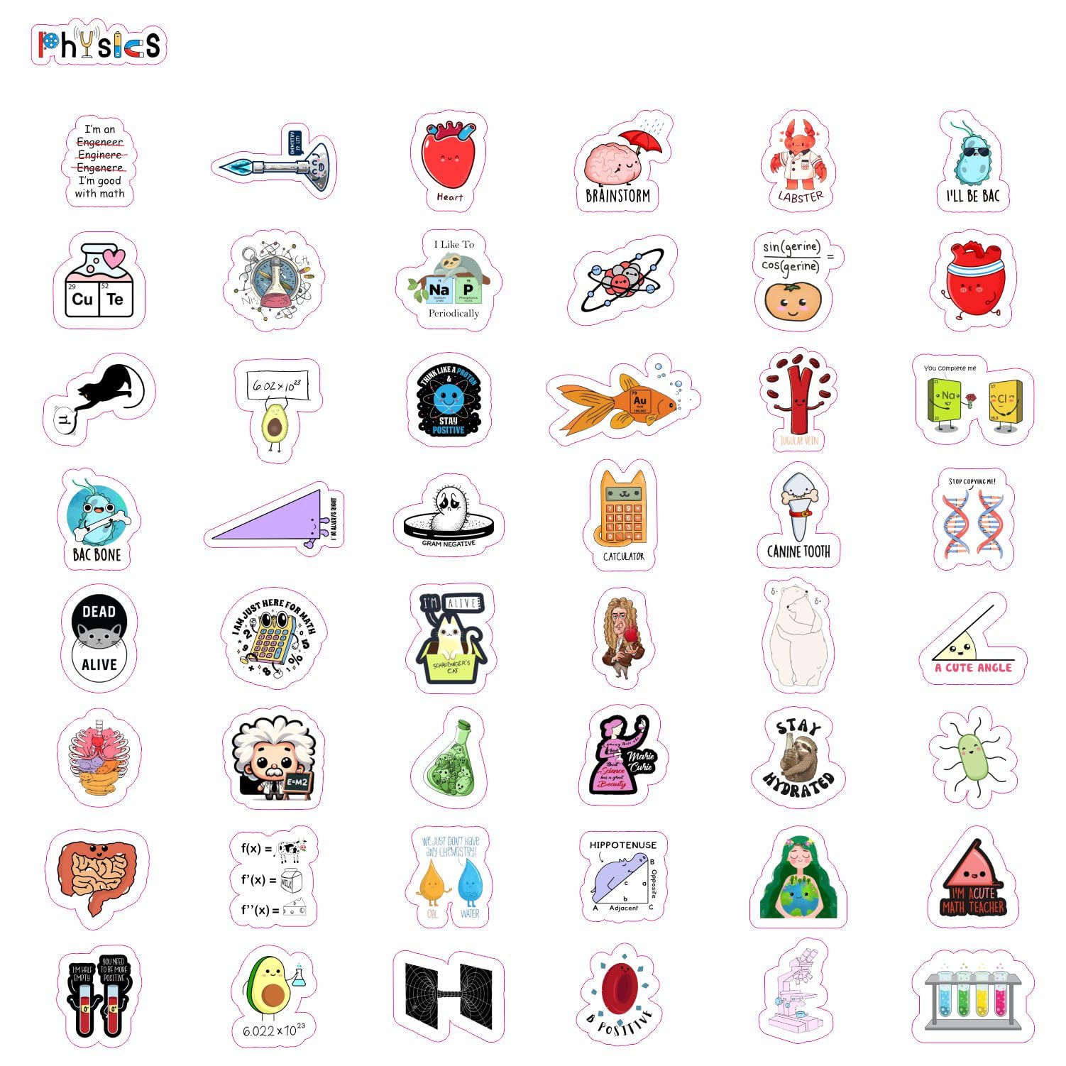 100Pcs Science Stickers For Students   Science Class Room Decor, Science Party Favors & Decorations, Science Teacher Supplies, W