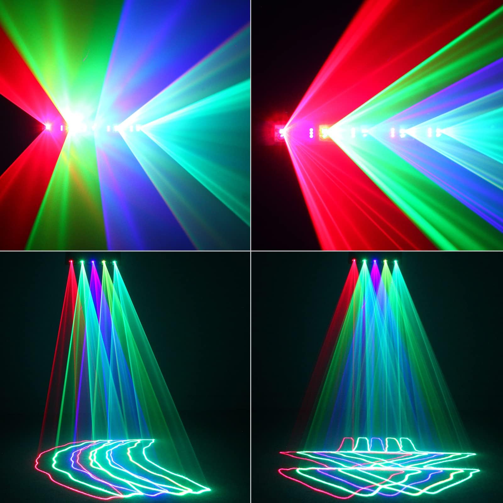 U`King Stage Light DJ Laser Light, 5 Beam RGBYC LED Projector, Sound Activated, DMX, 1 Pack, Aluminum Alloy