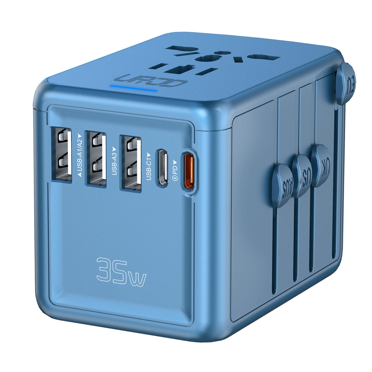 Urjd 35W Pd Universal Travel Adapter Fast Charging Offers 3X2.4A Usb A Ports, 2X Usb C Ports And Multi Ac Outlet, International