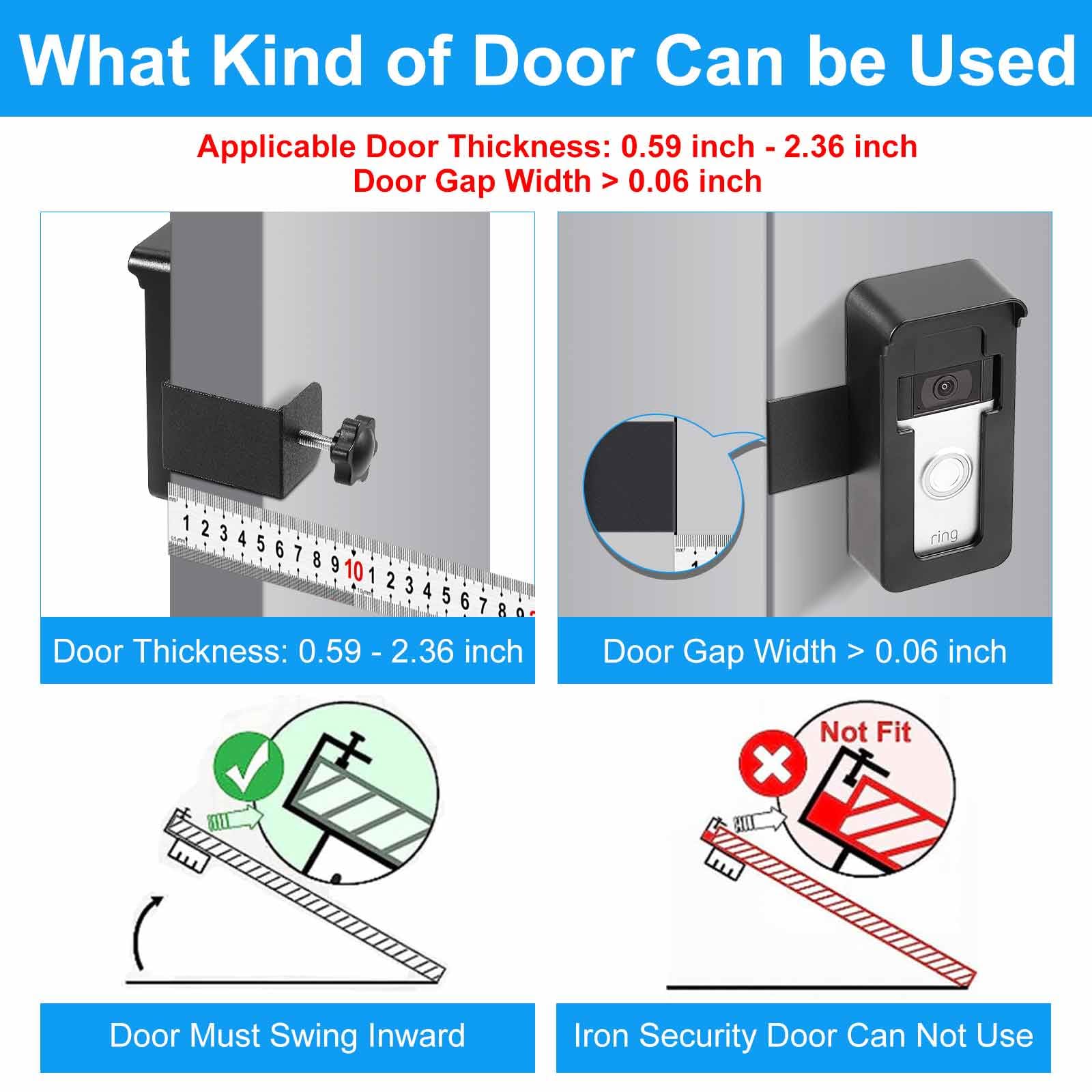 Anti Theft Video Doorbell Mount Compatible With Ring Video Doorbell 4/3/3 Plus/2/1/(2020 Release), Blink Camera Door Mount No Dr