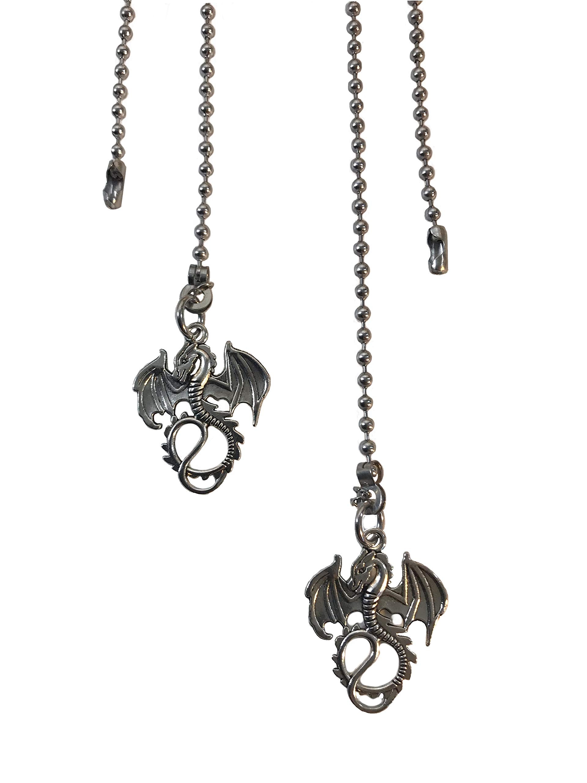 Dragon Fan Light Pull Chain Replacement Set Silver Tone 3.2Mm