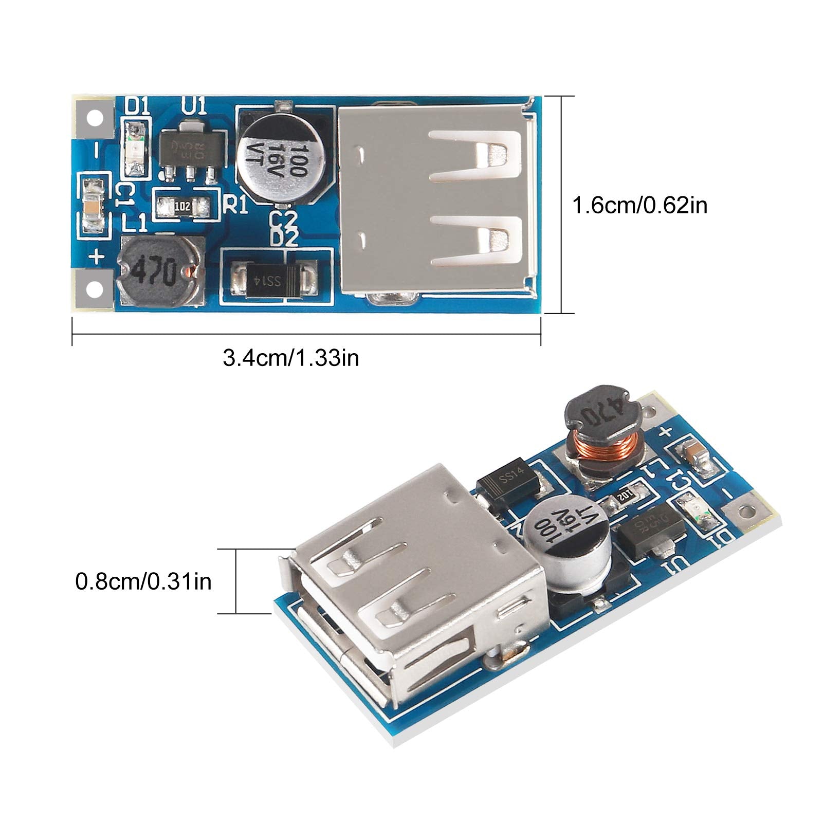 Aitrip 10 Pcs Pfm Control Dc Dc Converter Step Up Boost Module 600Ma Usb Charger 0.9V 5V To 5V Power Supply Module