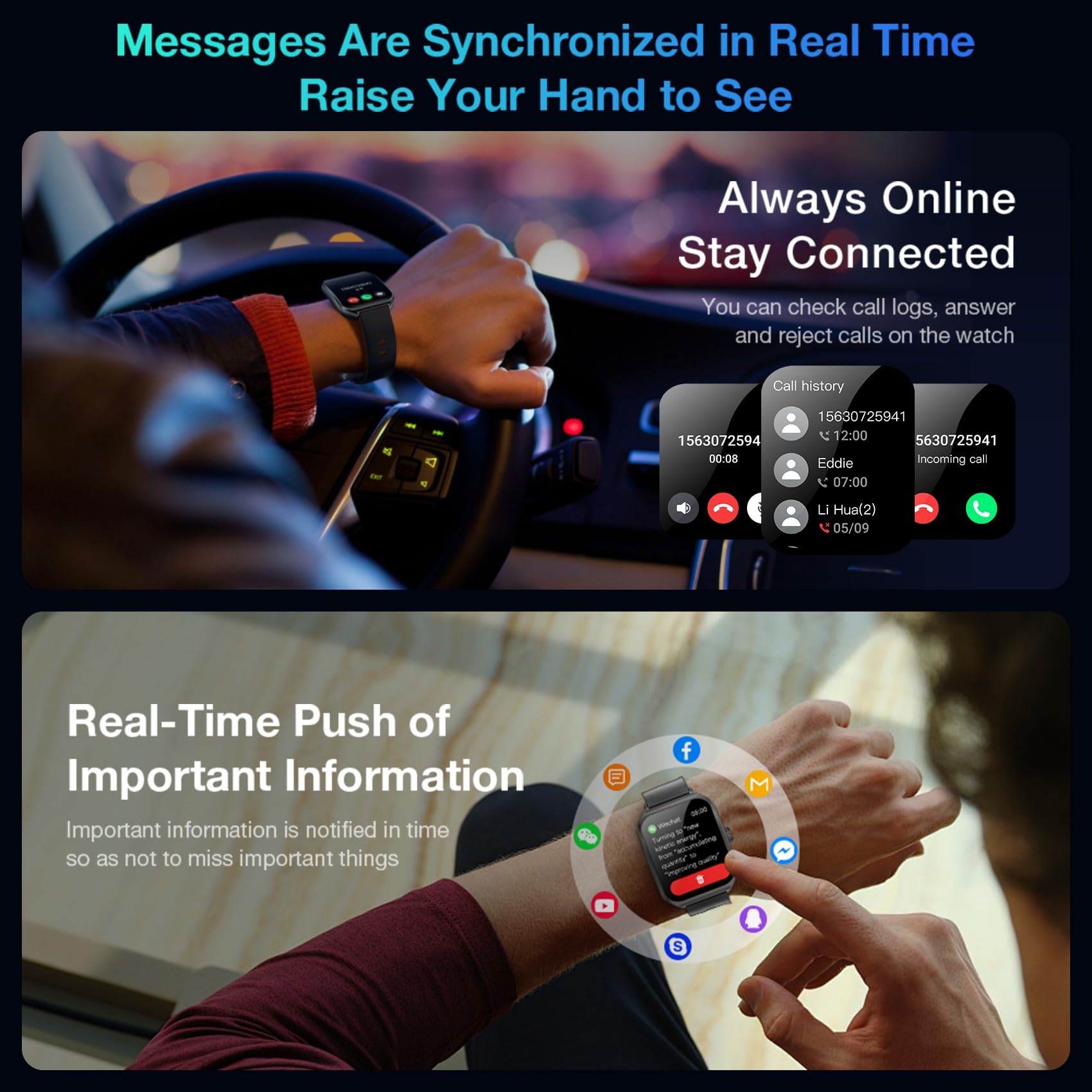 Aolon Curve Smart Watch For Men Women, 1.83'' Hd Smartwatch With Black Aluminium Case Black Band (Answer/Make Call), 120+ Sport