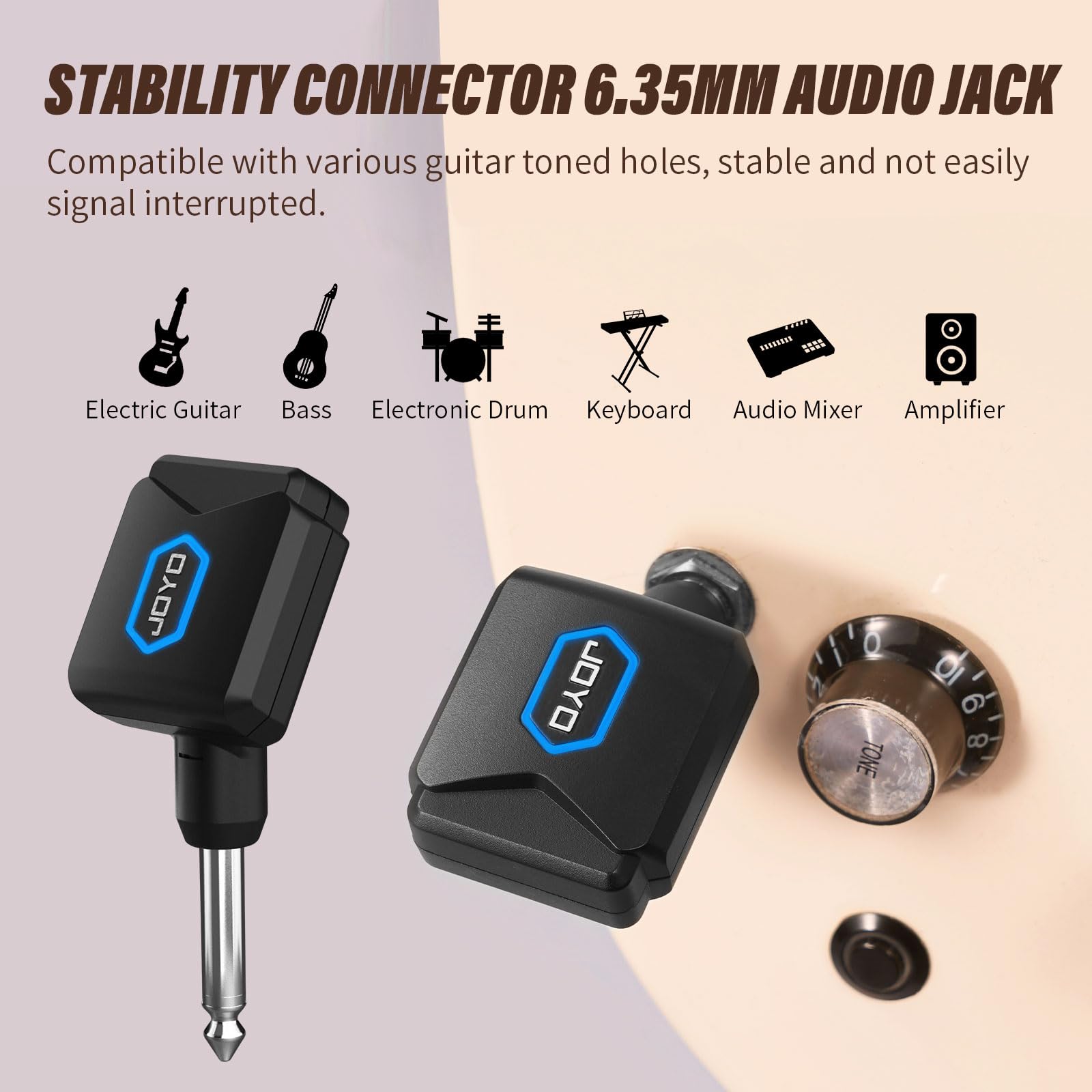 Joyo Wireless Guitar System 5.8Ghz Wireless Guitar Transmitter Receiver With Charging Box 4 Signal Channel For Guitar Bass Elect