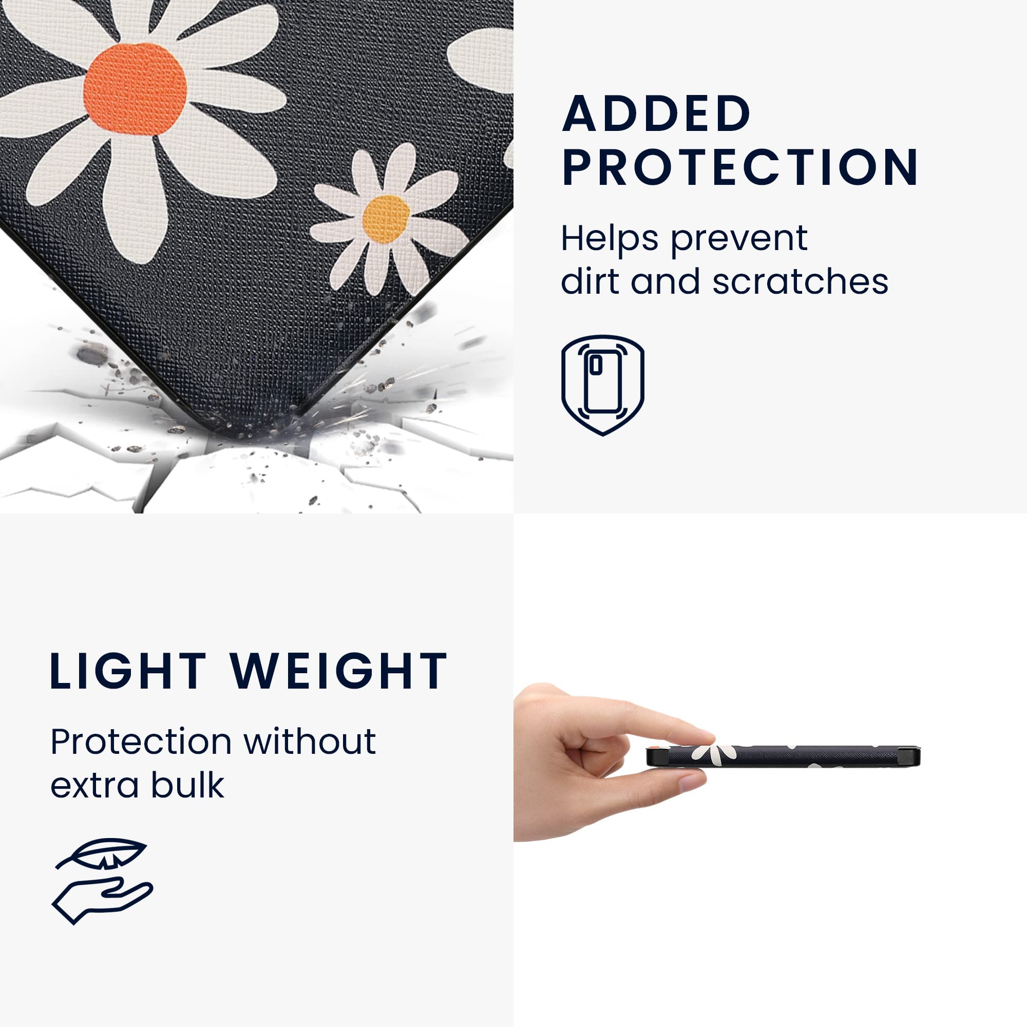 Kwmobile Case Compatible With Kobo Libra 2 Case   Ereader Cover   Summer Daisy Blue/White/Yellow