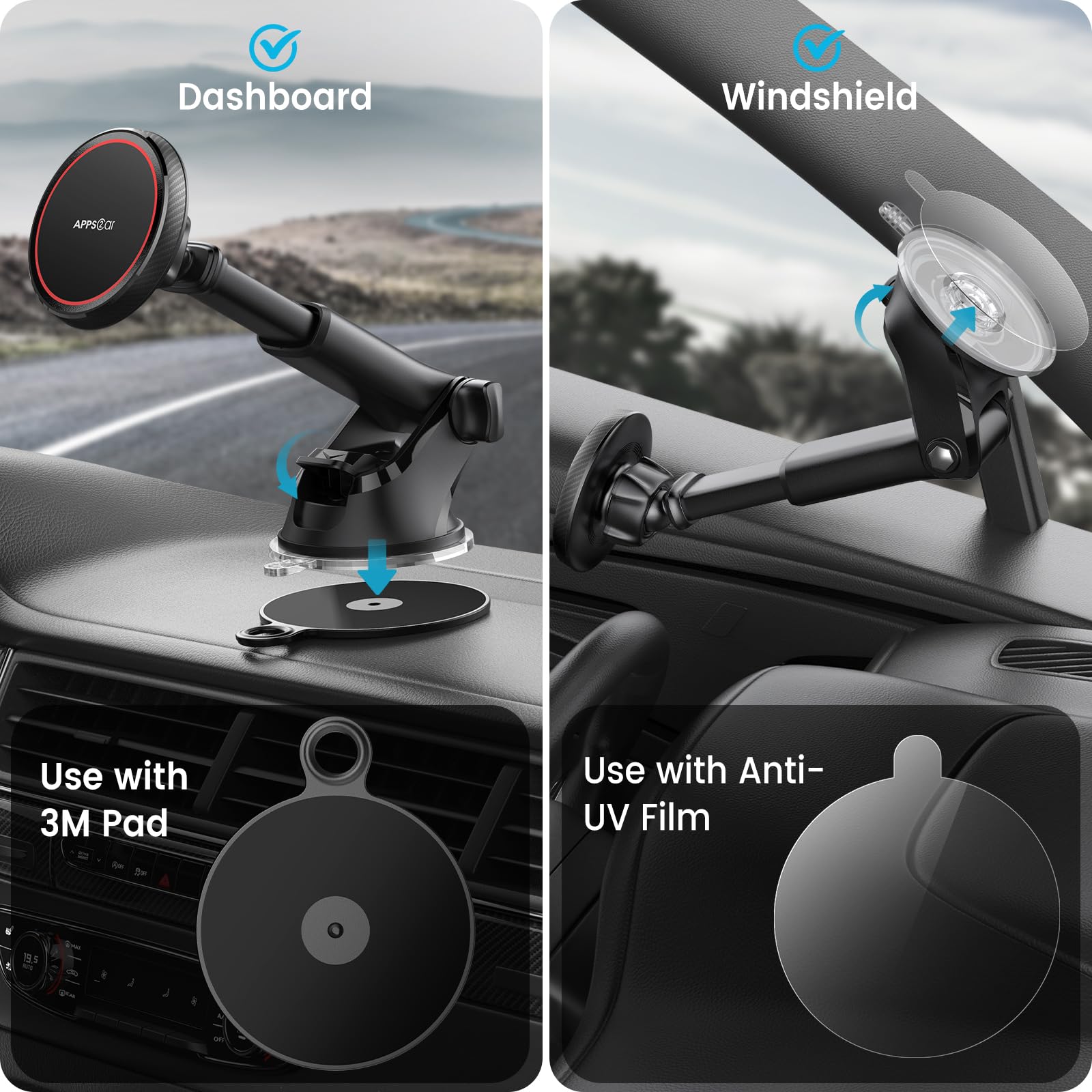 Apps2Car Compatible For Magsafe Car Mount - Designed For Iphone 17/16/15/14/13/12 Magsafe Case