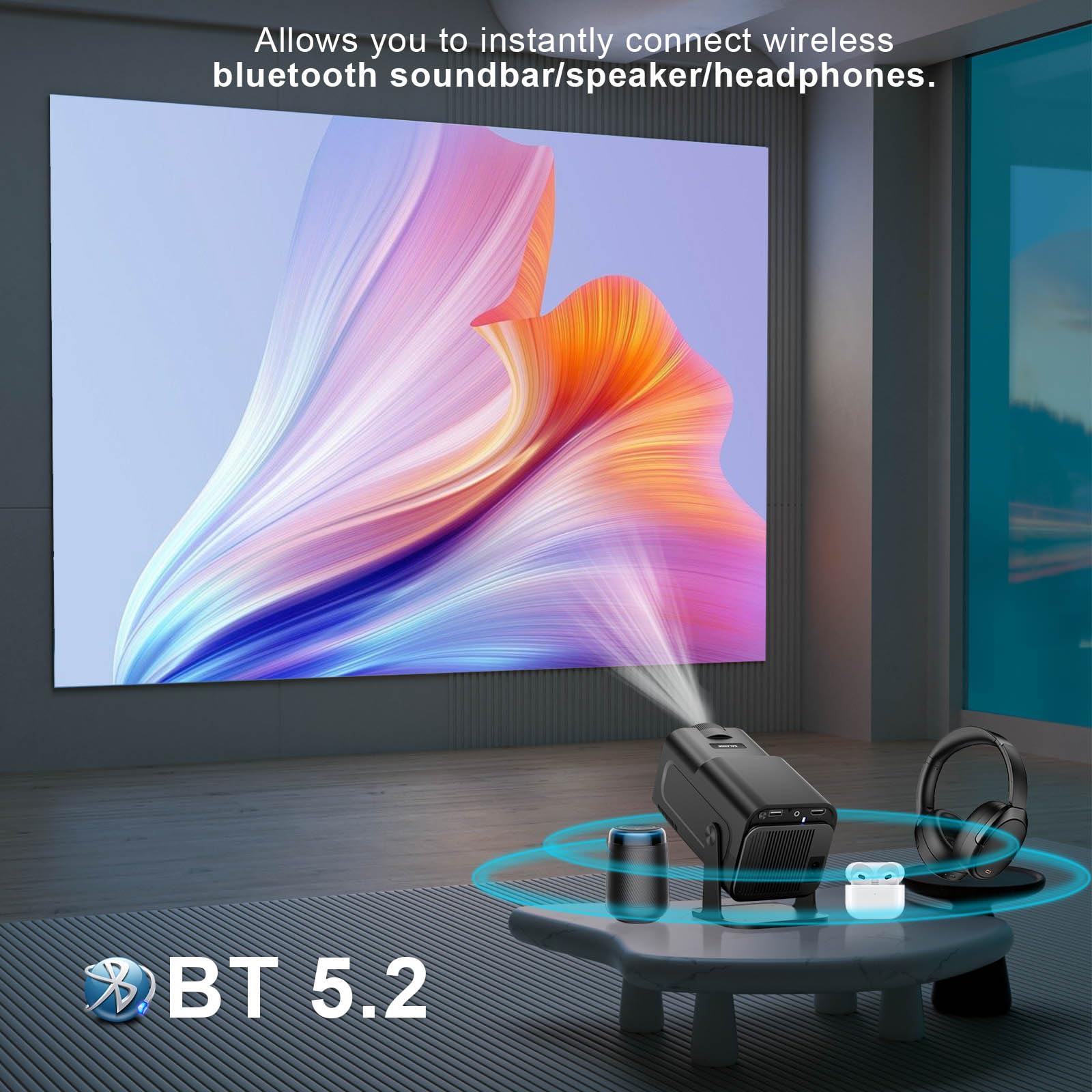 Smart 4K Projector Wifi Bluetooth   Salange Hy320Pro 1080P Native Mini Projector, 15000 Lumen, Android 11.0 Os, 270 Adjustable S