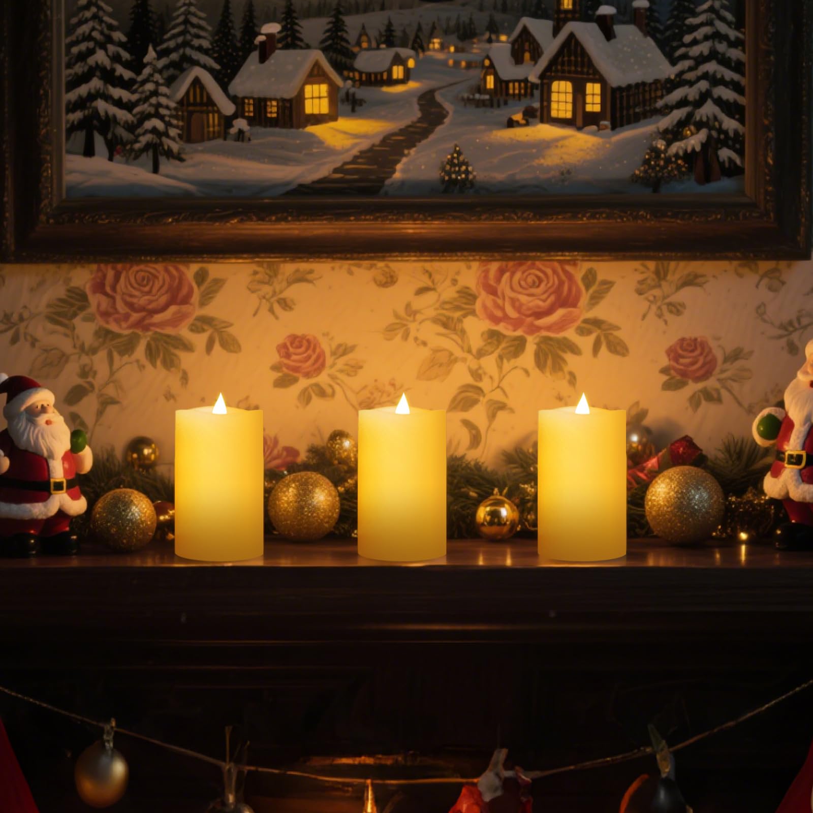 Asldoiweh 3 X 5 White Flameless Candles Set Of 3, 2Aa Battery Life 600 Hours Battery Candles Flickering With Timer, 5 Inch Flame