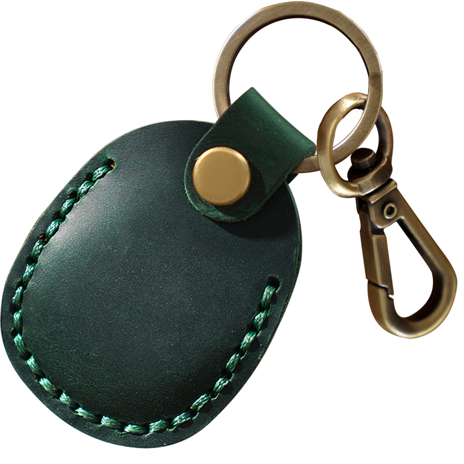 Genuine Leather Airtag Holder, Portable Air Tag Keychain With Key Rings Full Coverage Air Tags Hidden Case Cover Compatible For Airtags Green
