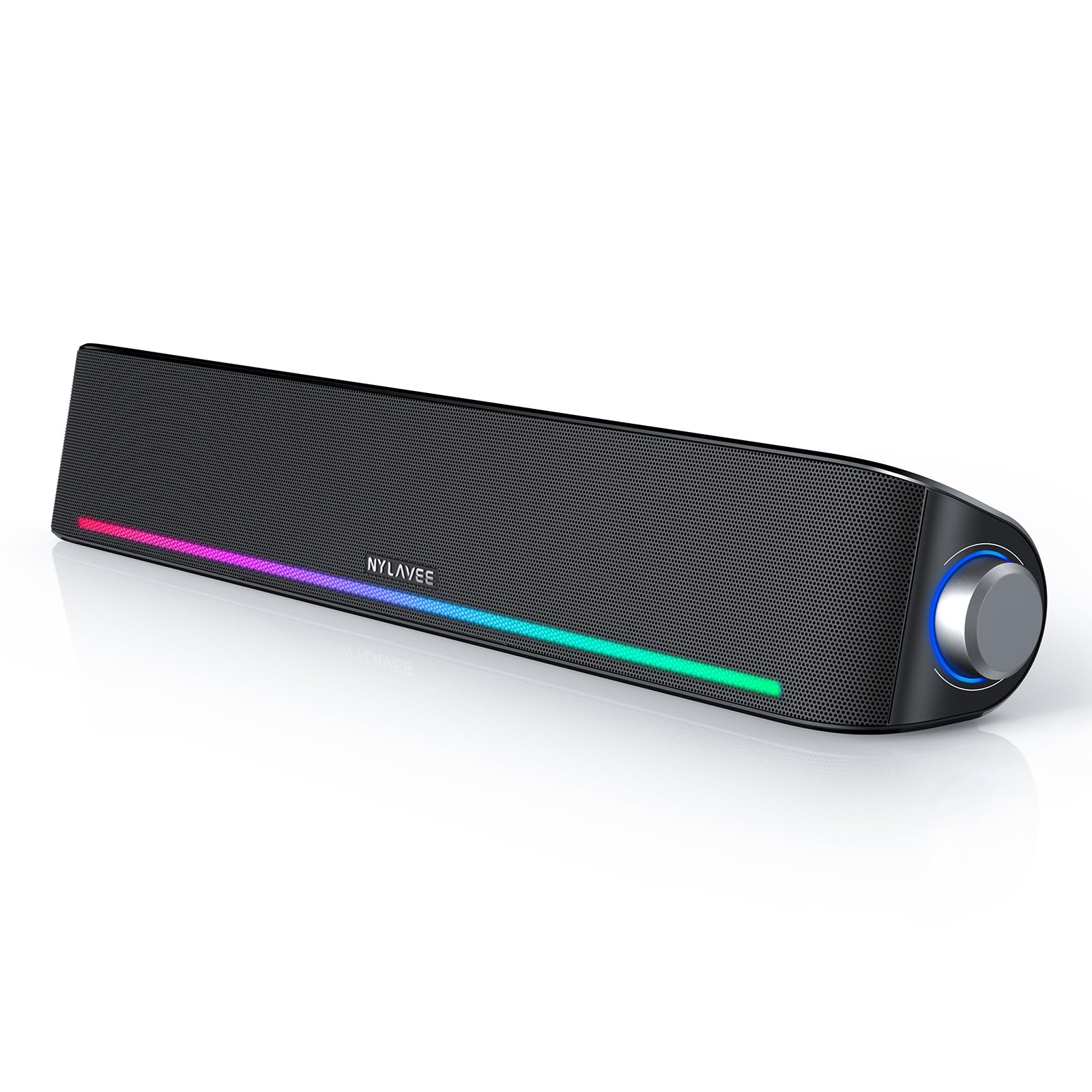 Computer Speakers, Hi Fi Sound Quality Computer Sound Bar, Bluetooth 5.0 & 3.5Mm Wired Pc Speakers With 4 Dynamic Lighting Modes