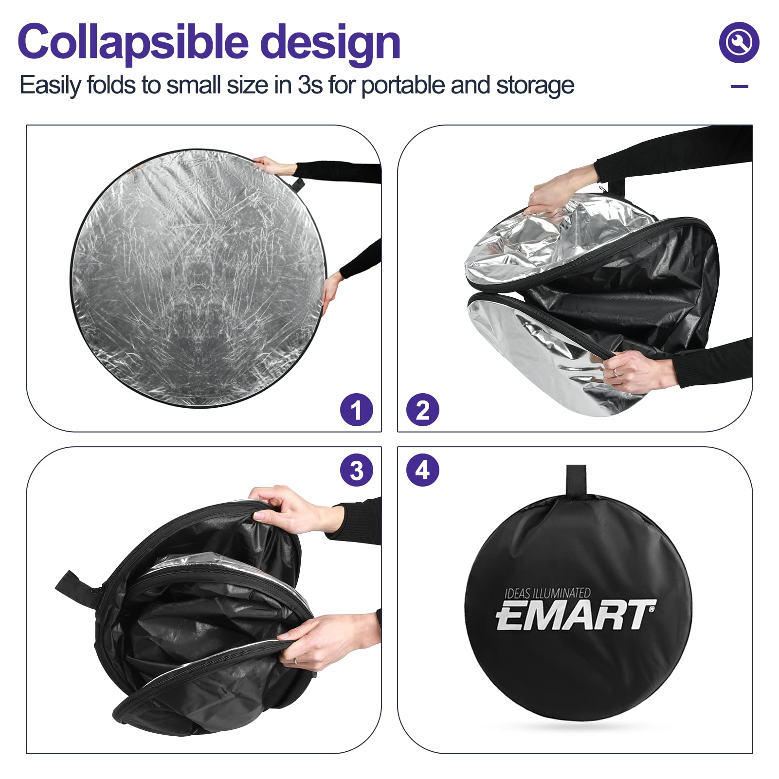 Emart 24 (60Cm) Light Reflectors 5 In 1 Photo Collapsible Photography Reflector With Bag   Portable Camera Light Reflector Photo