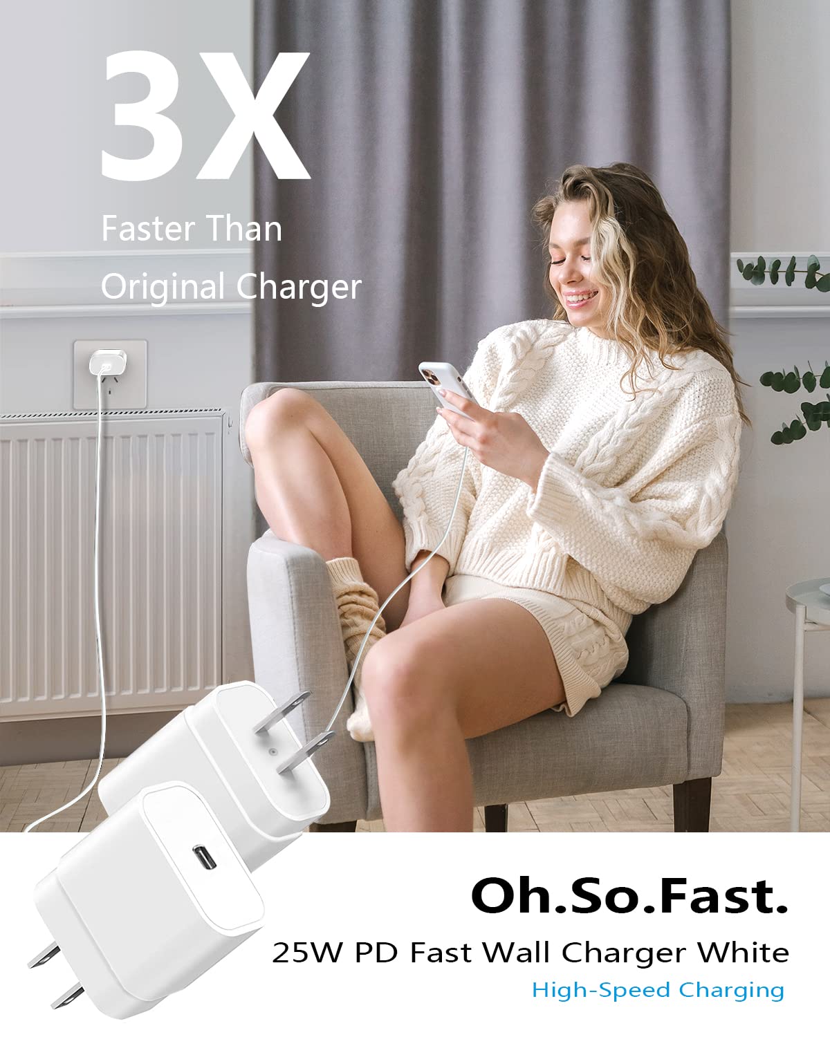 Usb C Wall Charger Adapter   2 Pack 25W Fast Charger Block Type C, Durable Usb C Power Adapter For Iphone 14/13/13 Mini/13 Pro/1