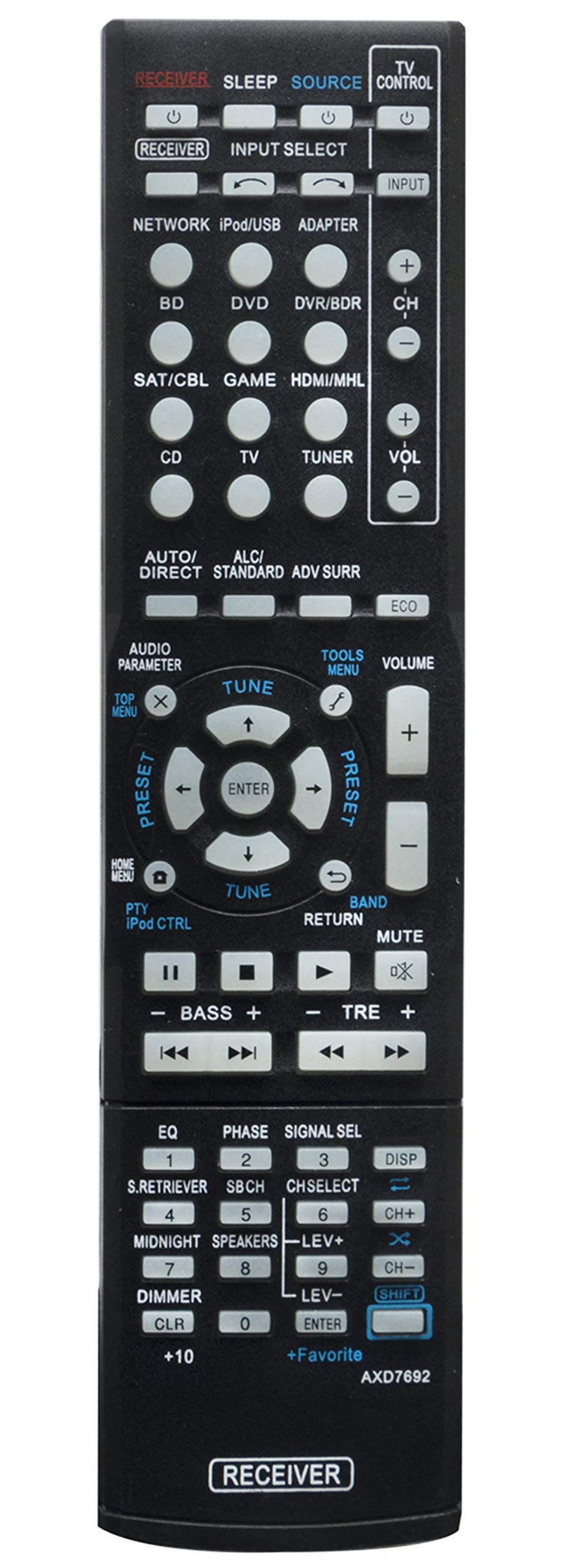 AXD7692 Replaced Remote fit for Pioneer AV Receiver VSX-43 8300769200010-IL VSX-828-K VSX-828-S VSX-528-K VSX-528-S VSX-1023-K VSX-823-K, Sub Remote AXD7664