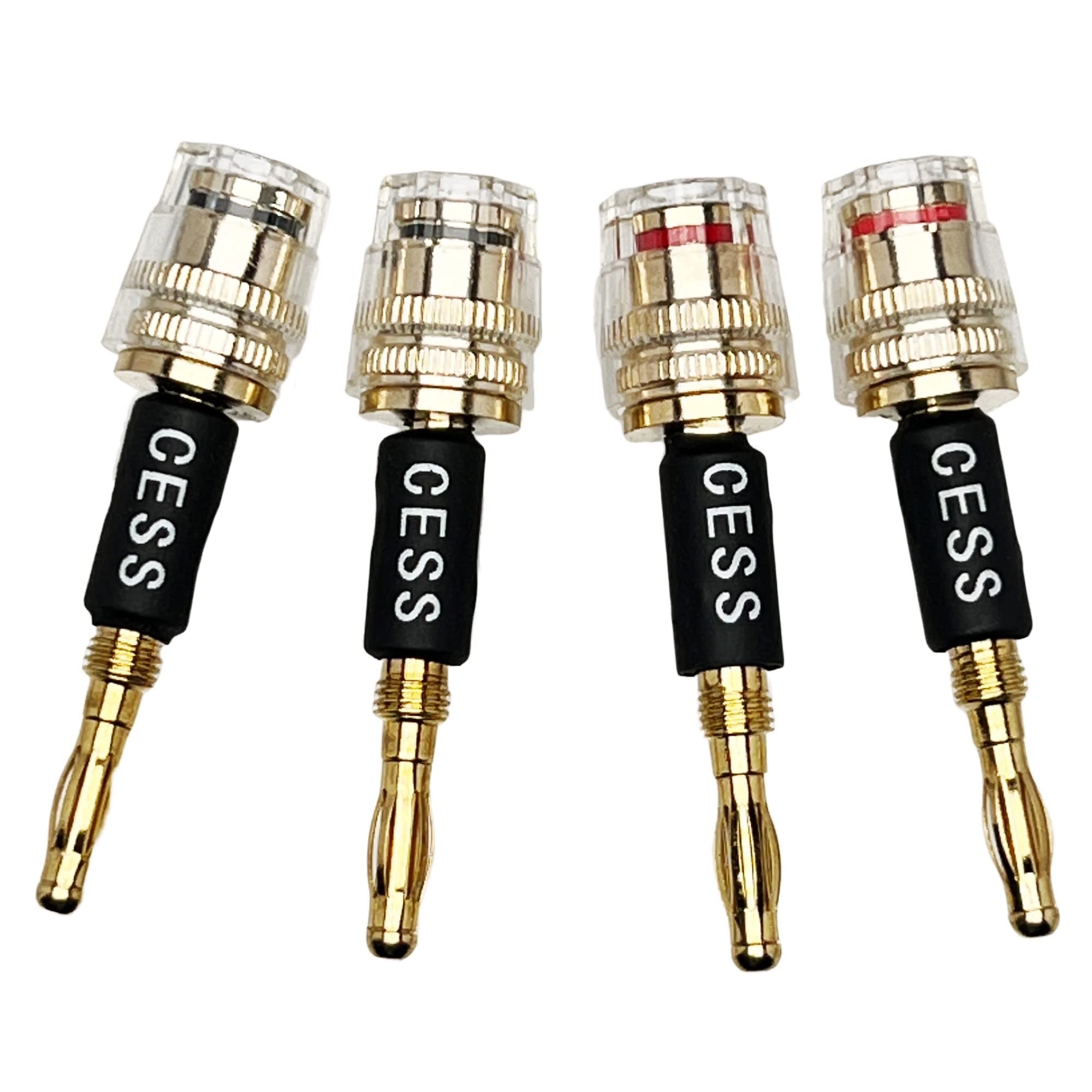 Cncess Cess 187 Banana Plug Connect To Spade Fork Plug Speaker Cable Adapter, 4 Pack