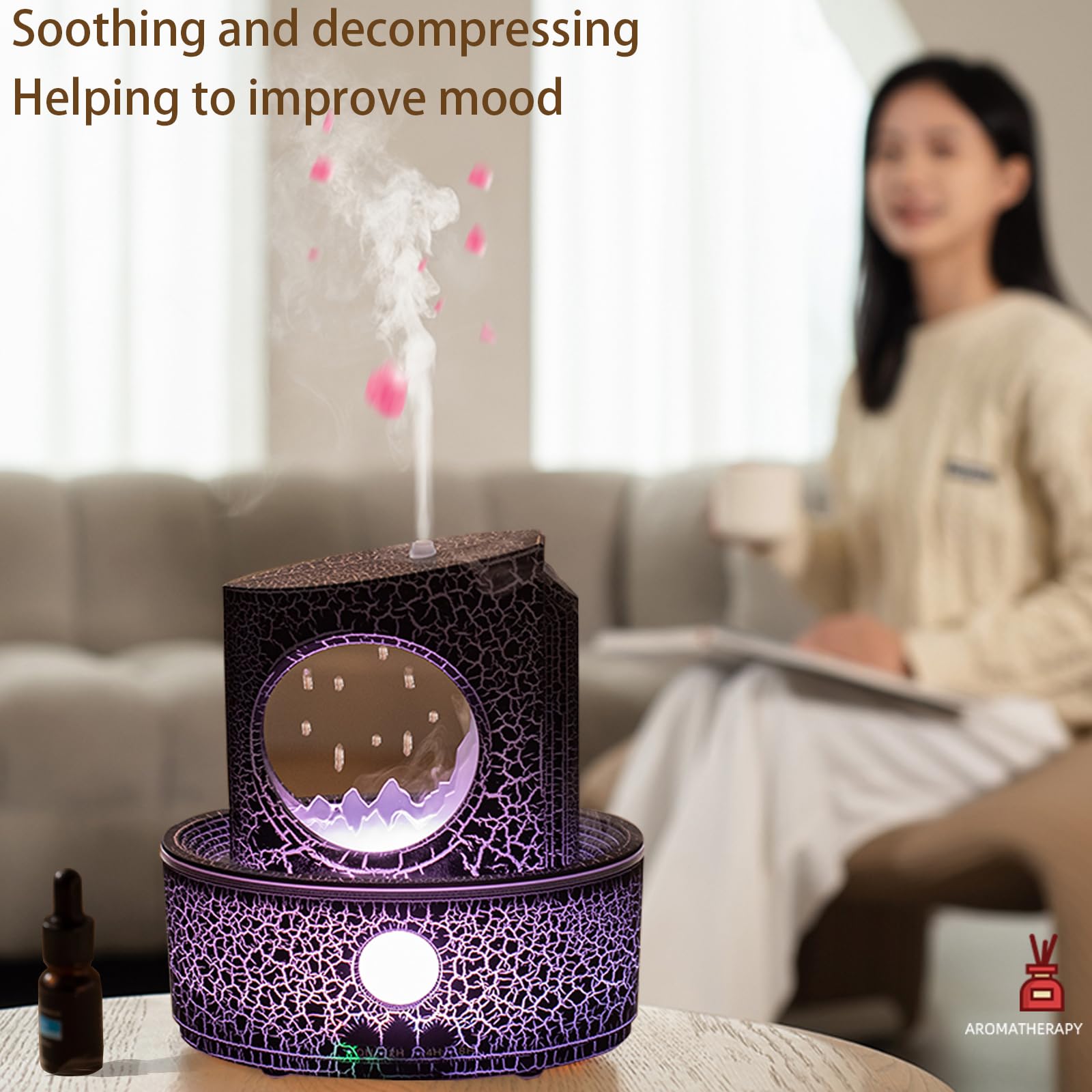 Aromatherapy Humidifier For Sleep Relaxation, Raindrop Humidifiers,Aromatherapy Diffuser With 3 Led Color Changing Lights And Au