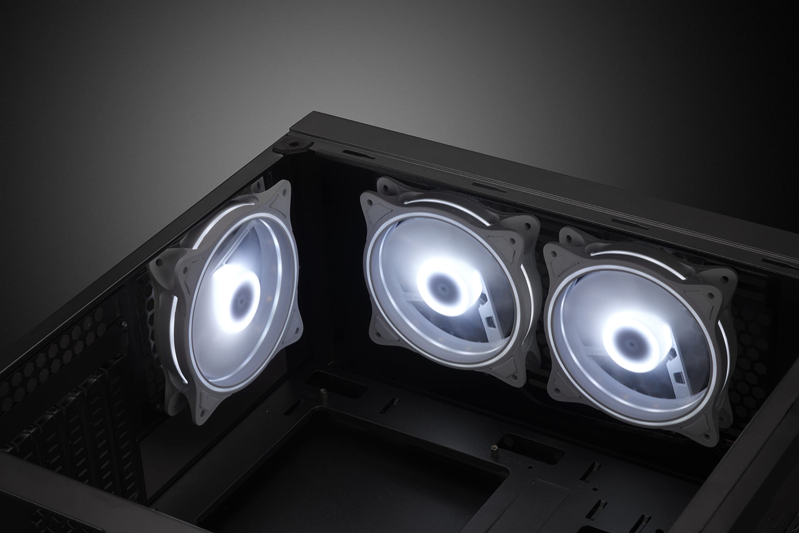 120Mm Computer Pc Cooling Fan White Led Game Case Cooler Fan Quiet 12V Computer Pc Fan With Triple Light Loop 3 Pack