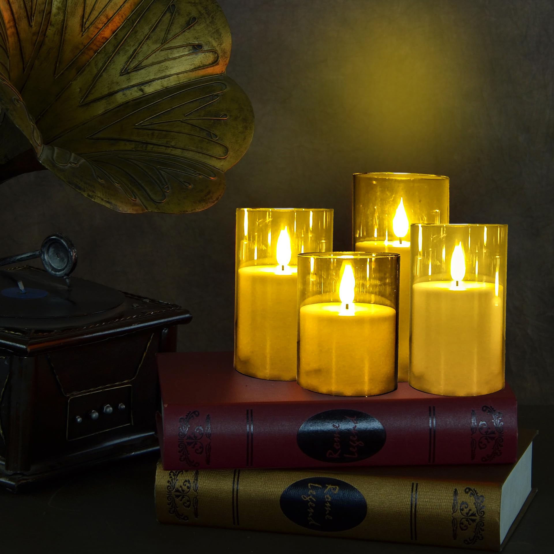 Niceme Gray Flickering Flameless Candles, Battery Operated Acrylic Led Pillar Candles With Remote Control And Timer Flameless Ha