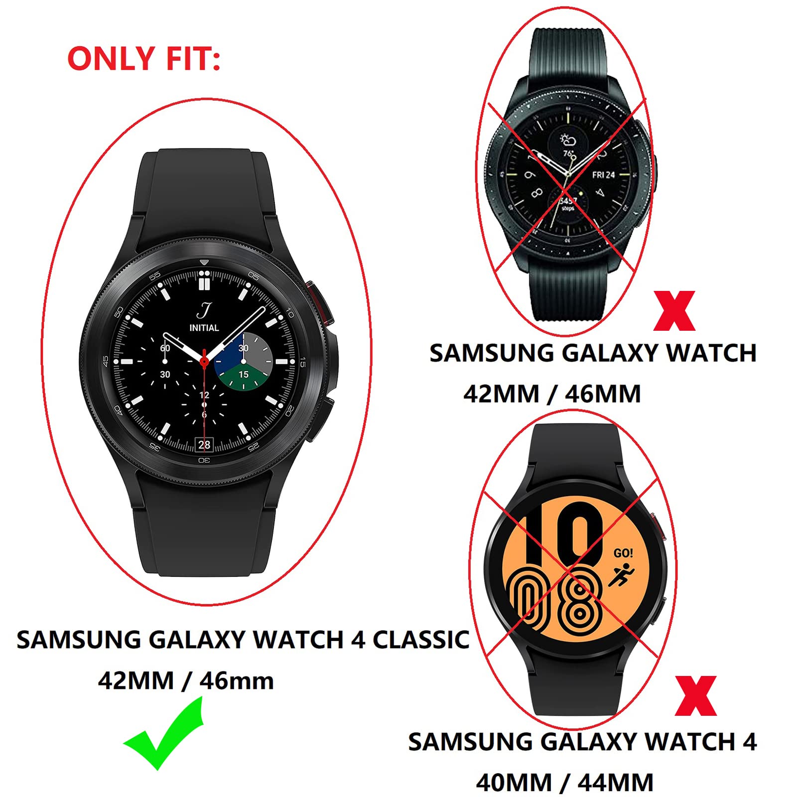 Case Compatible With Samsung Galaxy Watch 4 Classic 42Mm 46Mm Case Frame Pc Protective Cover With Rotatable Bezel Ring For Galax