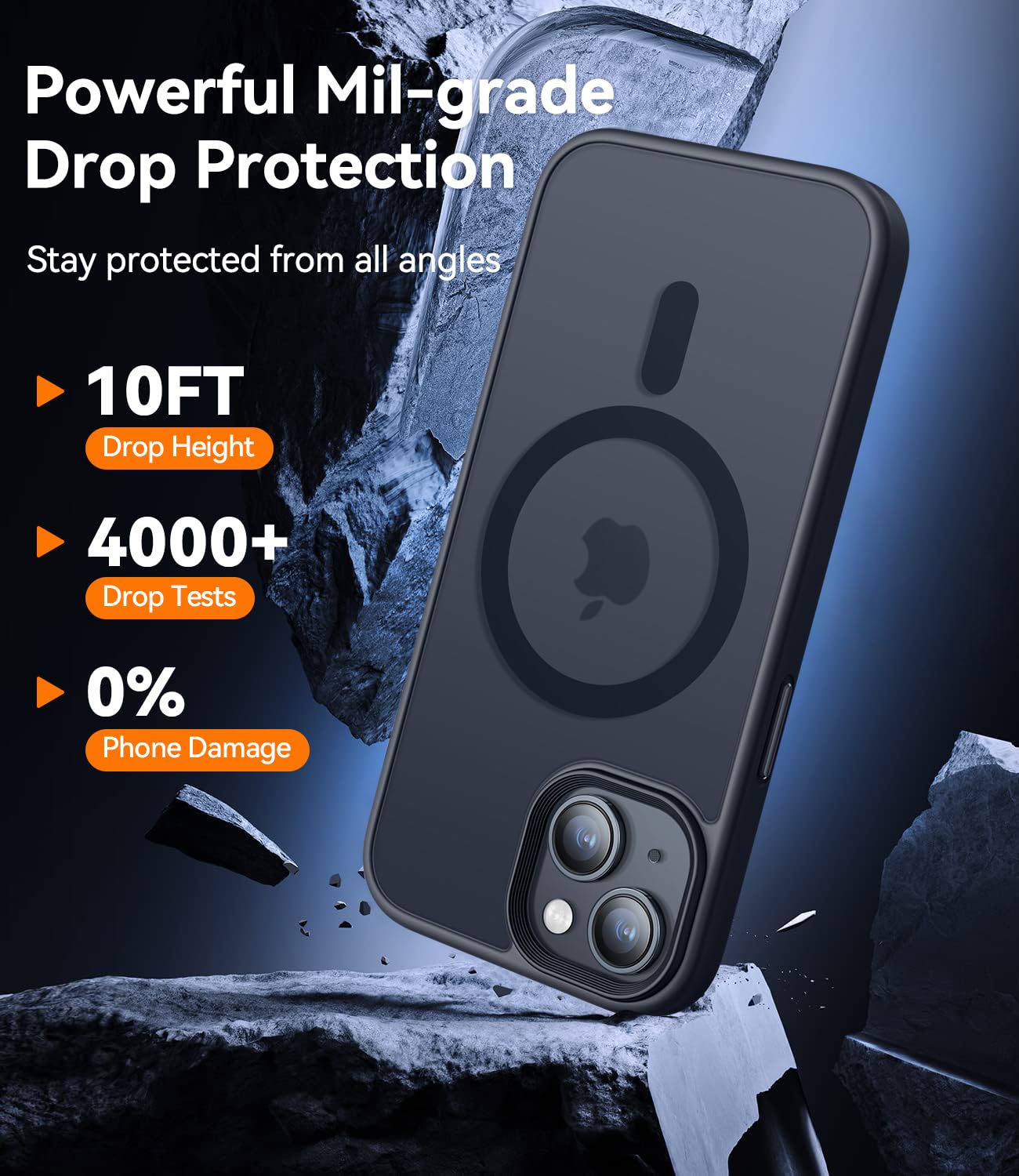 Canshn For Iphone 14 Case/Iphone 13 Case, Compatible With Magsafe, Translucent Matte Back Slim Shockproof Phone Cover, Black