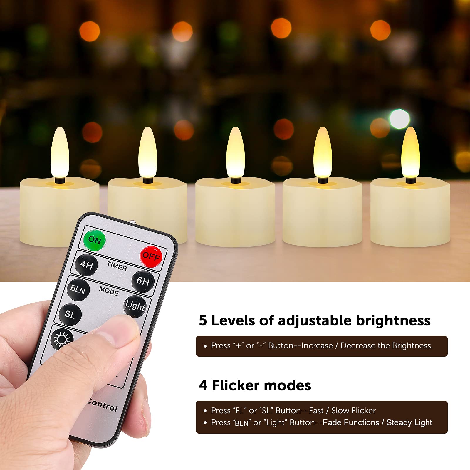 12 Pcs Rechargeable Flameless Tea Lights Candles Flickering With Remote Timer And 2 Usb Charging Cables, 3D Wick Battery Operate